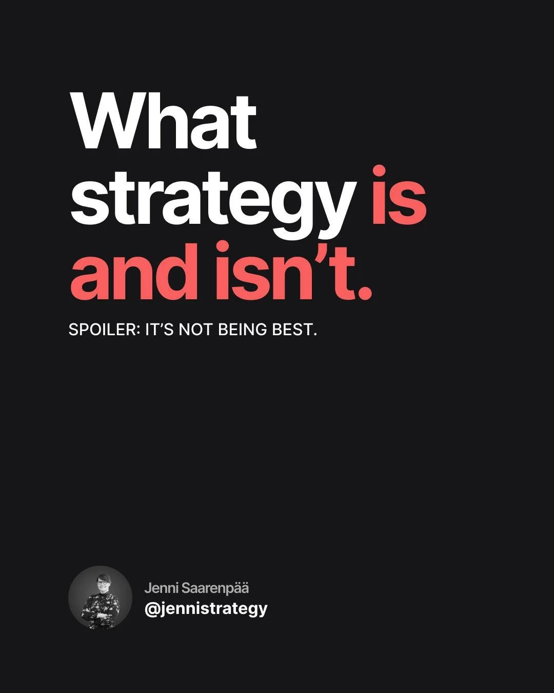 What Strategy Is (and Isn&rsquo;t)

Most people &mdash; even leaders &mdash; get strategy wrong.
They think it means:
👉 being the best
👉 copying the winners
👉 doing everything better than everyone else

Sounds inspiring.
But that&rsquo;s not strat