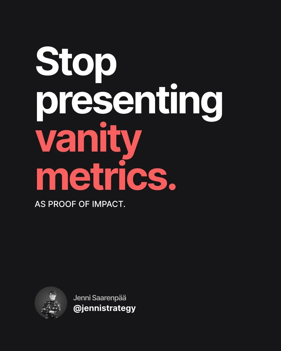 Stop presenting vanity metrics as proof of impact. 🚫
50k likes &ne; customer value. 488 downloads &ne; revenue. Numbers alone don&rsquo;t convince.

👉 Leaders don&rsquo;t care about raw counts&mdash;they want to see cause-and-effect.
They want metr