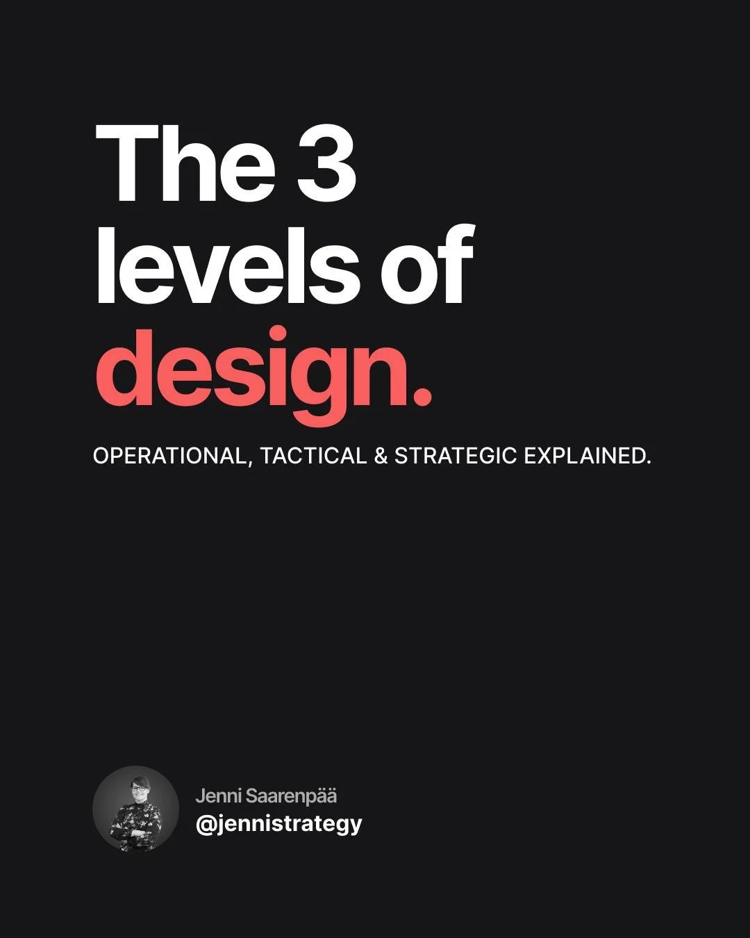 The 3 Levels of Design

Most designers stay stuck at Level 1 &rarr; execution.
Shipping screens. Fixing flows. Polishing pixels.
Important work &mdash; but not enough to shape decisions.

There are actually 3 levels of design in practice:
1️⃣ Operati