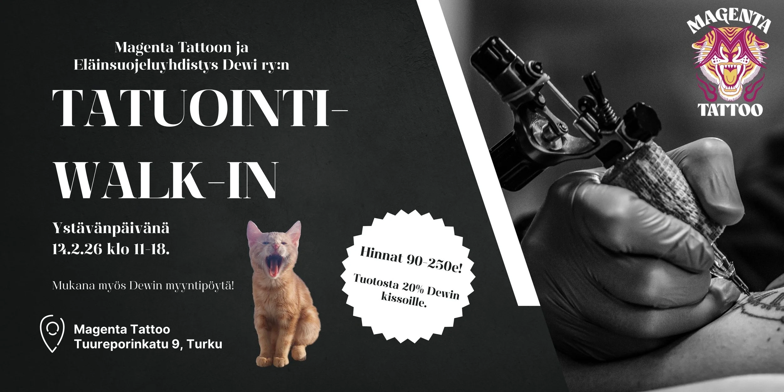 Magenta Tattoon ja Dewin tatuointi walk-in