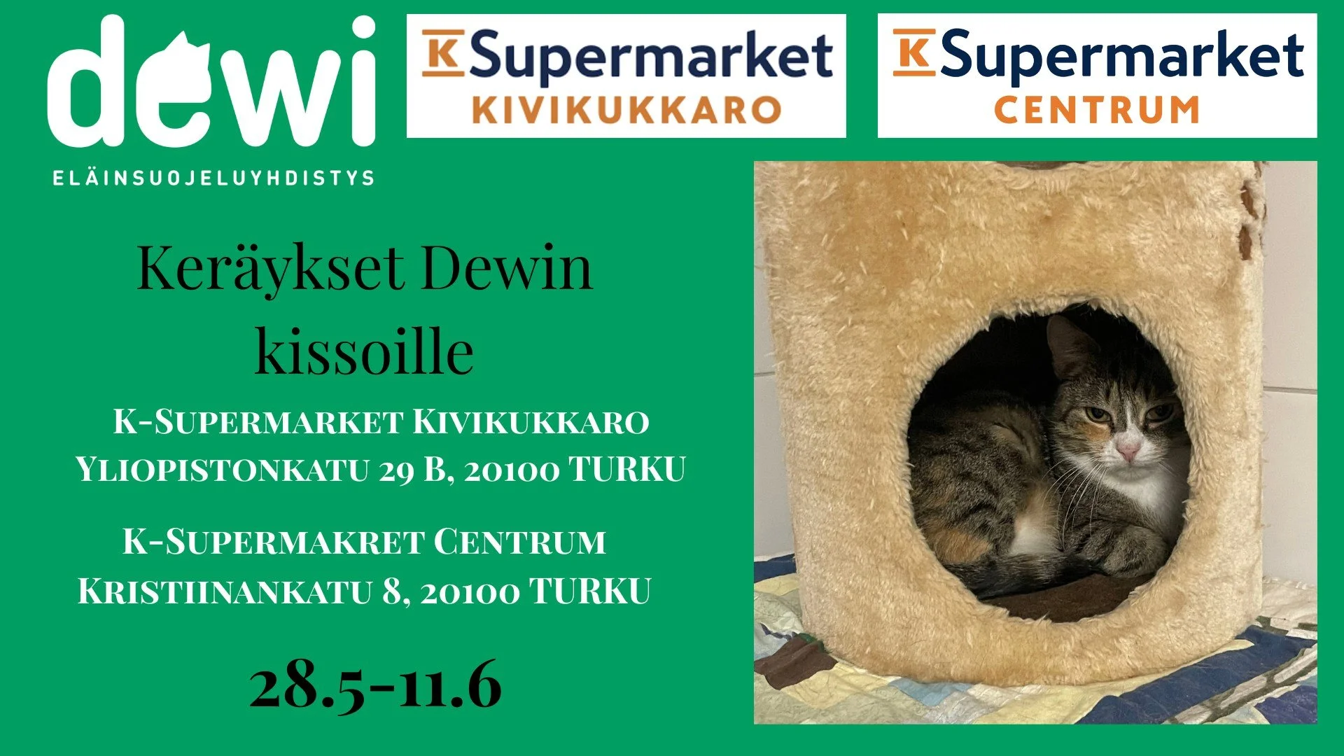Keräykset K-Supermarket Centrumissa ja Kivikukkarossa