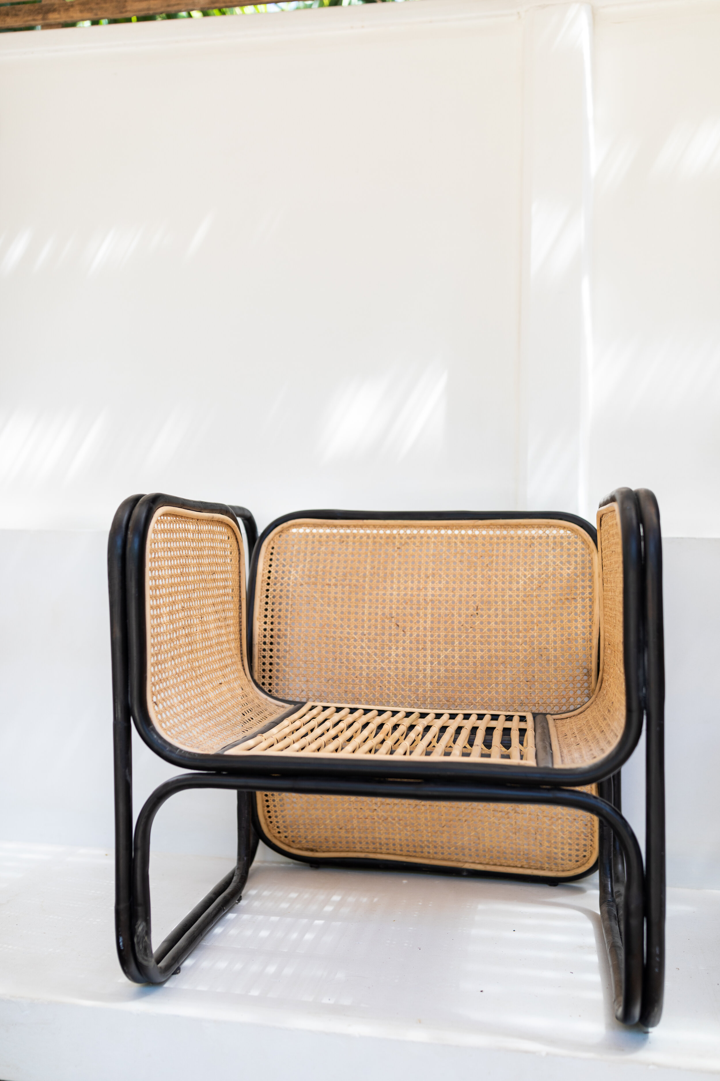SQUARE DESIGN RATTAN BLACK COMBO NATURAL 