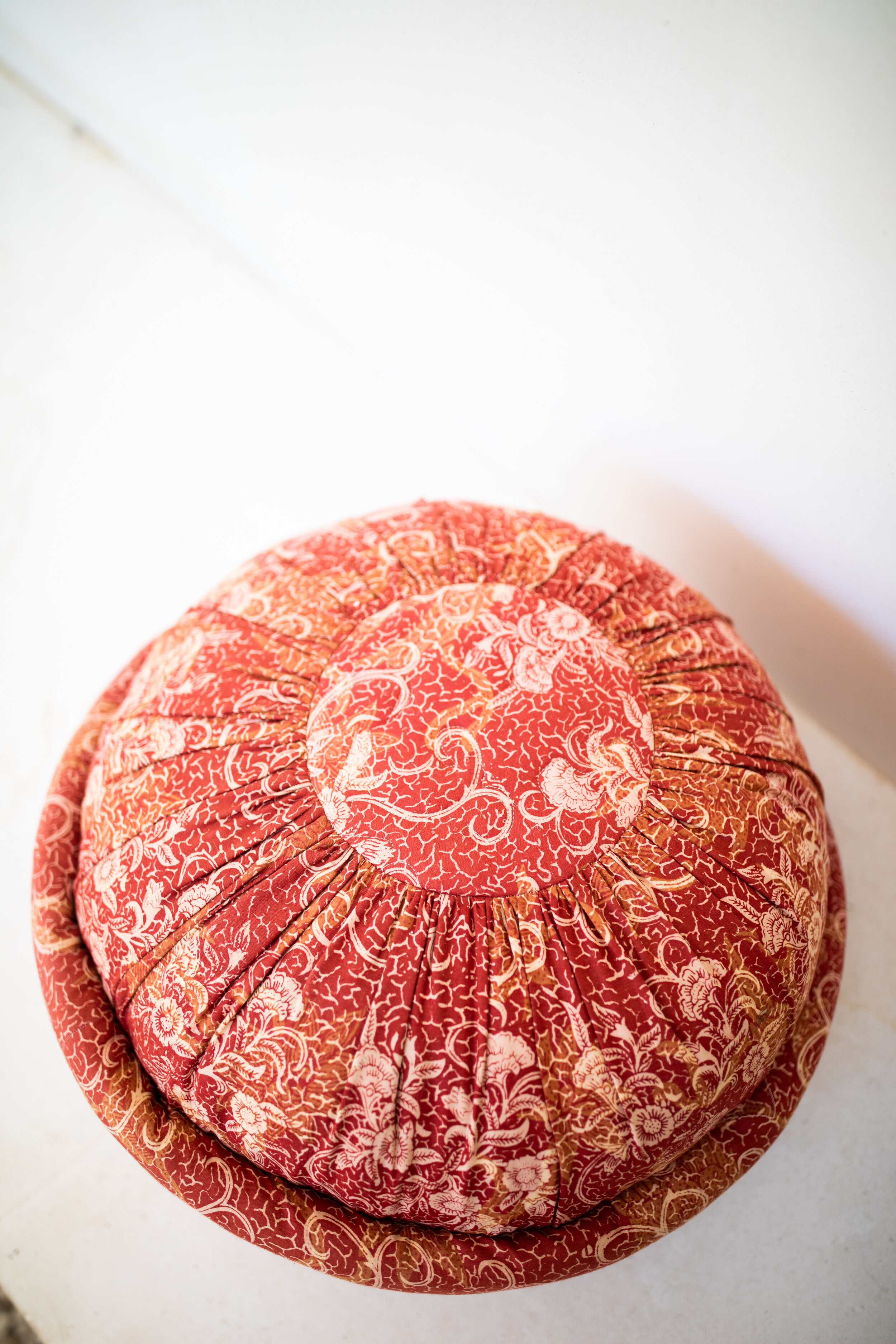 AUTHENTIC BATIK PRINT QUILTED ROUND MEDITATION PILLOW 