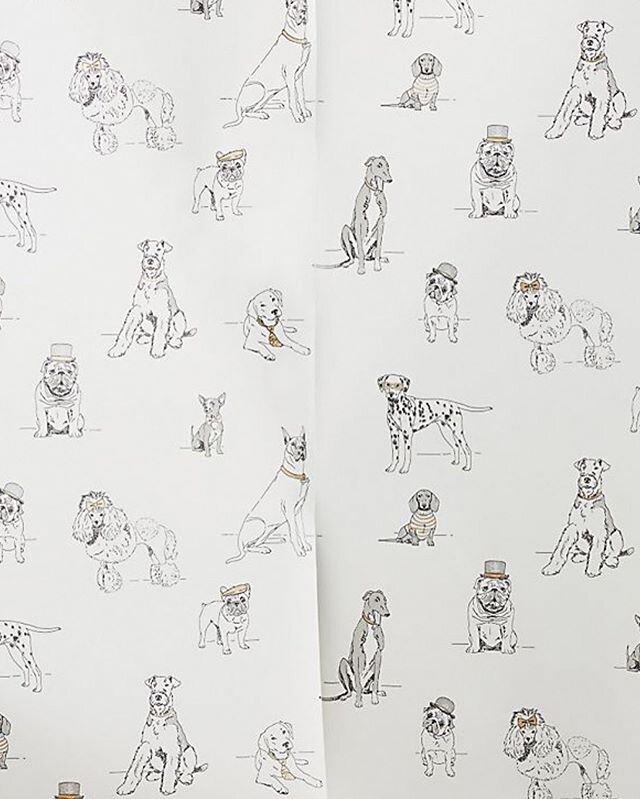 Definitely need this Dog's Life wallpaper from @anthropologie in my life, I'm obsessed! Maybe in the future nursery? A fun lining in drawers or shelves?... Sophisticated yet quirky, and of course #dogs.