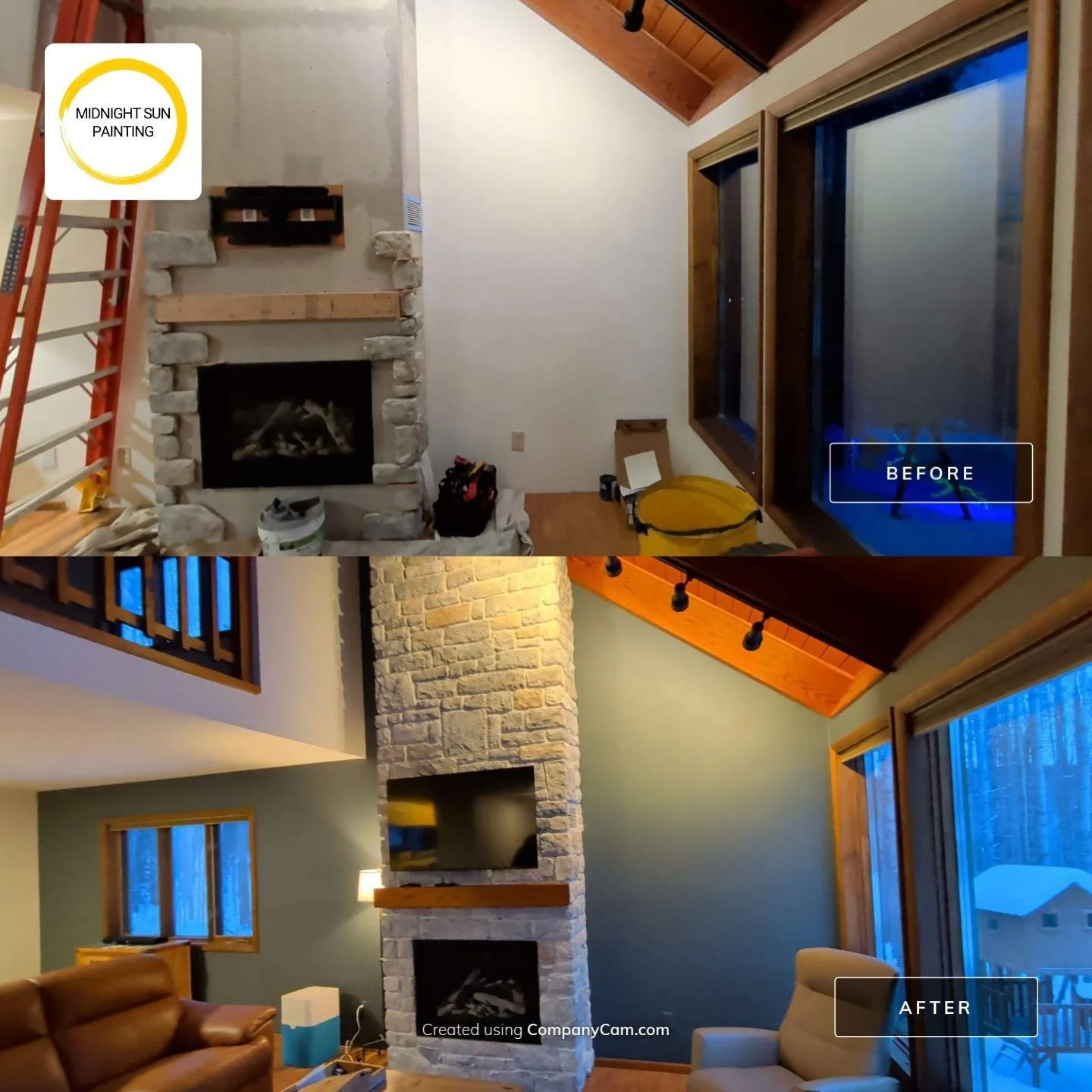 We love a good before-and-after! Our team gave this lovely home an interior painting refresh throughout several spaces. The moody blue they chose completely transformed their living room!