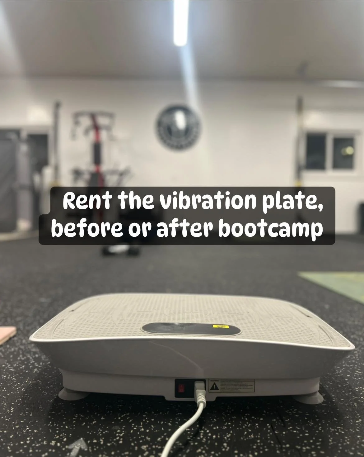 Now available! 
Rent the vibration plate before or after bootcamp or personal training sessions for a variety of benefits! See graphic for details! 

Sign-up sheet is in the gym or message to grab your spot! 
$5/ session

Max time is 10 minutes per s