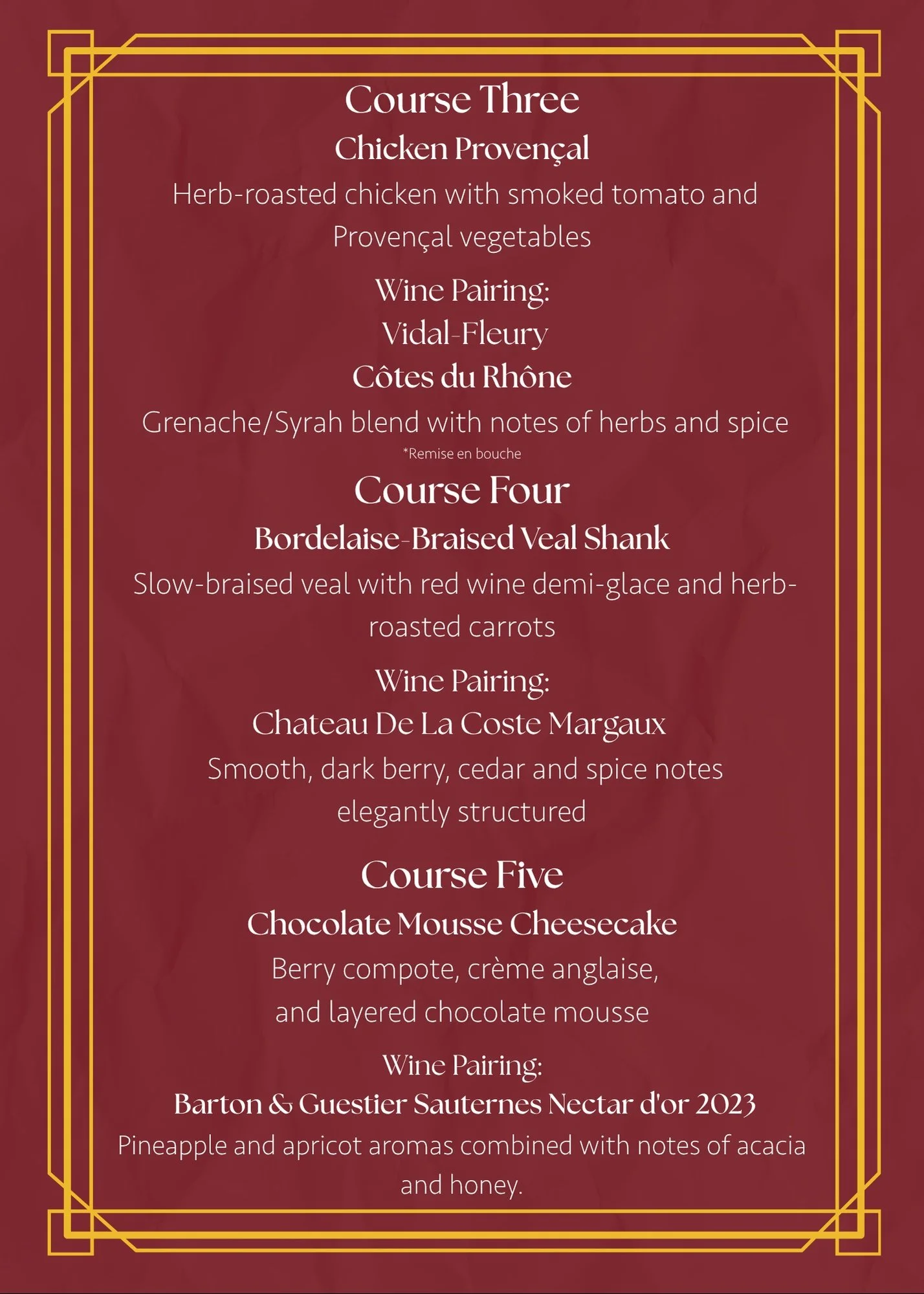 5 Course French Wine Tasting