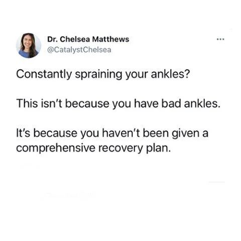 Rest, ice, and a boot ISN&rsquo;T the end of the story!❌❌⠀⠀⠀⠀⠀⠀⠀⠀⠀
⠀⠀⠀⠀⠀⠀⠀⠀⠀
And here&rsquo;s WHY.⠀⠀⠀⠀⠀⠀⠀⠀⠀
⠀⠀⠀⠀⠀⠀⠀⠀⠀
Old school medicine tells us that the best way to treat an ankle sprain is with prolonged rest. Rest is definitely important! But it