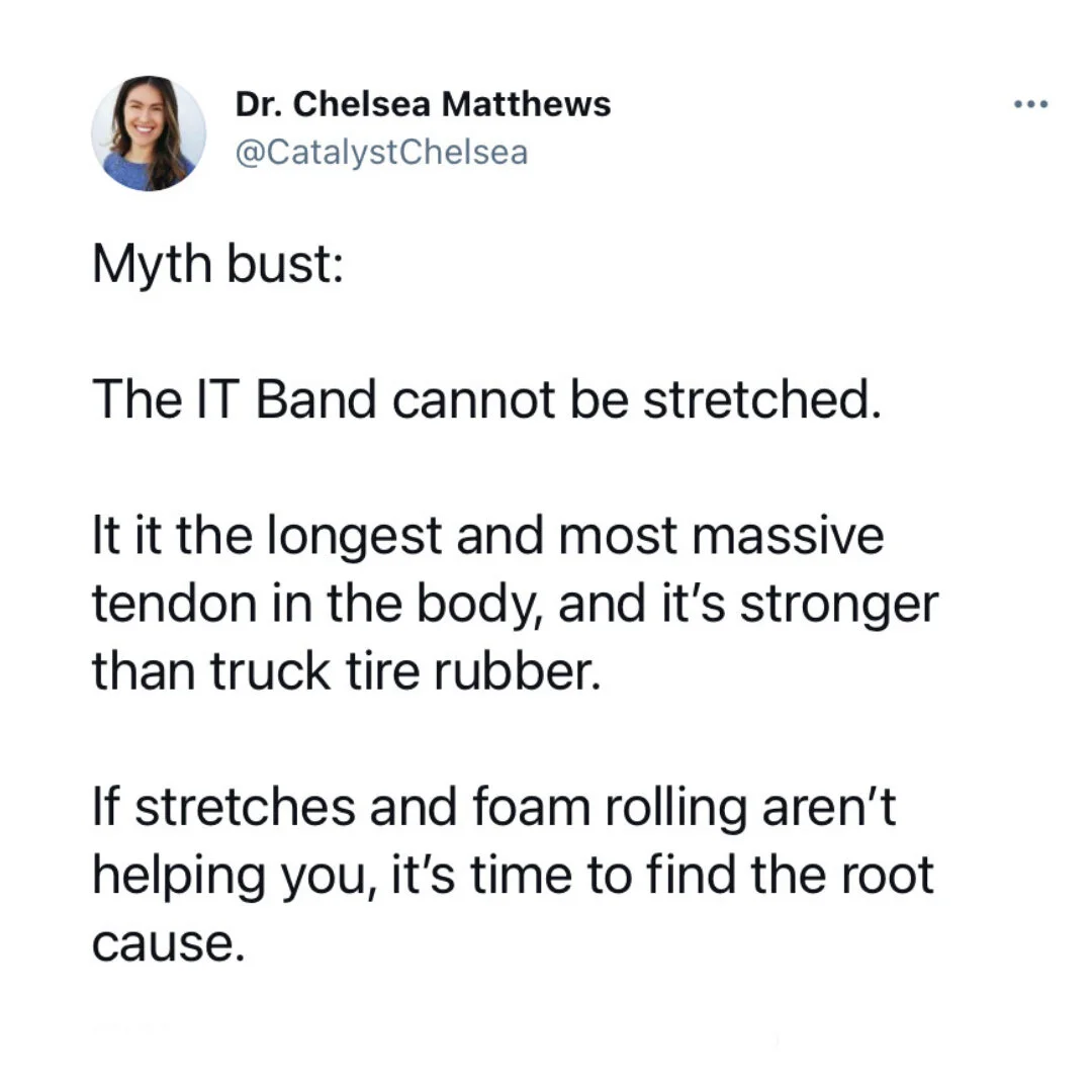 Have you been told you&rsquo;ll struggle with a tight IT band for life?!💥🤯⠀⠀⠀⠀⠀⠀⠀⠀⠀
⠀⠀⠀⠀⠀⠀⠀⠀⠀
If you have felt pain around the IT band and been told to &lsquo;stretch it out,&rsquo; or worse, that there&rsquo;s no way to fix a &ldquo;tight&rdquo; I
