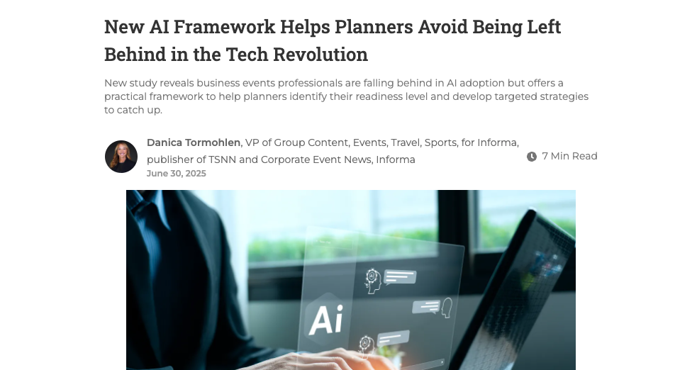 (Corporate Event News) // New AI Framework Helps Planners Avoid Being Left Behind in the Tech Revolution