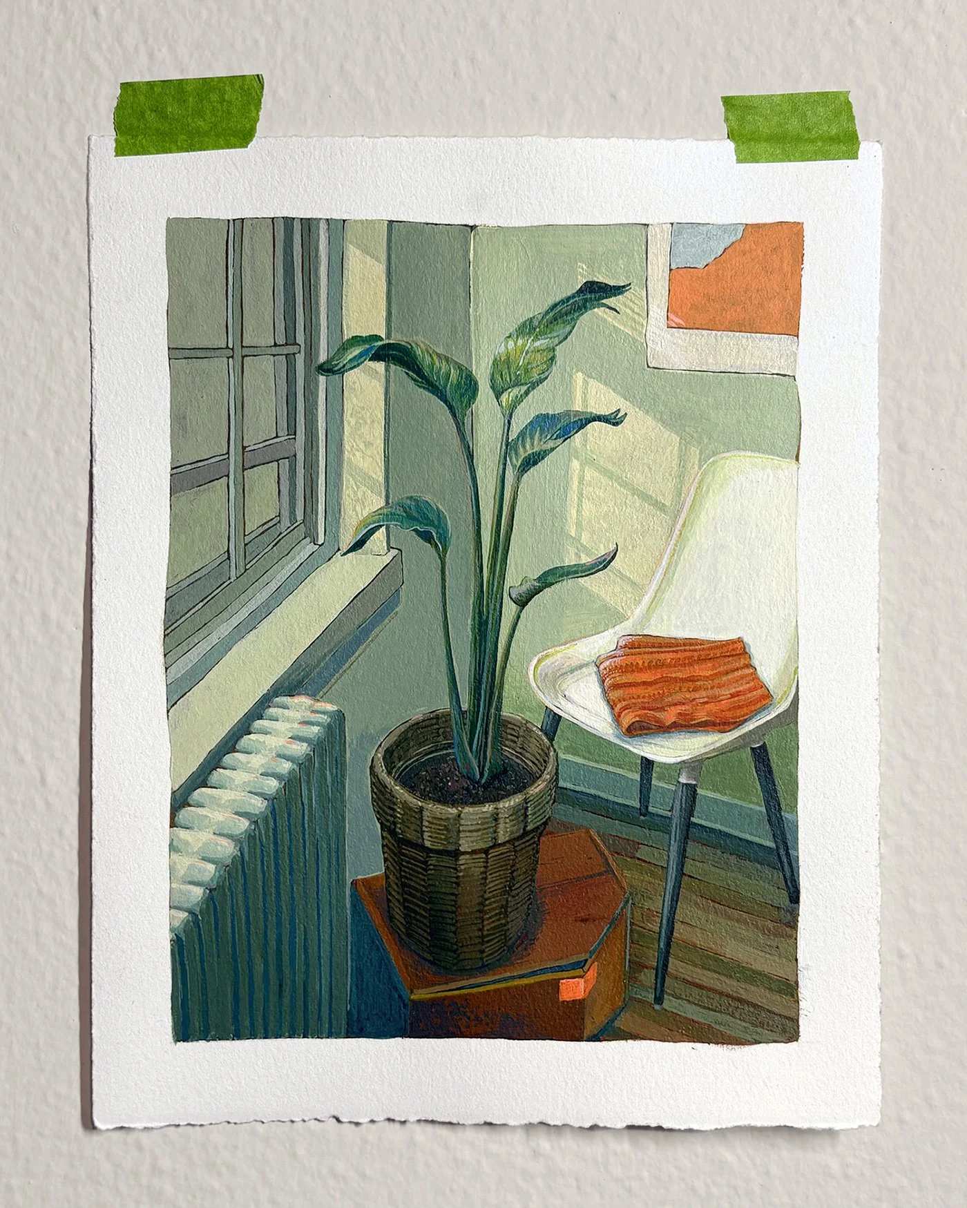 Apartment Study (IKEA Plant), 2025. Acrylic on paper.