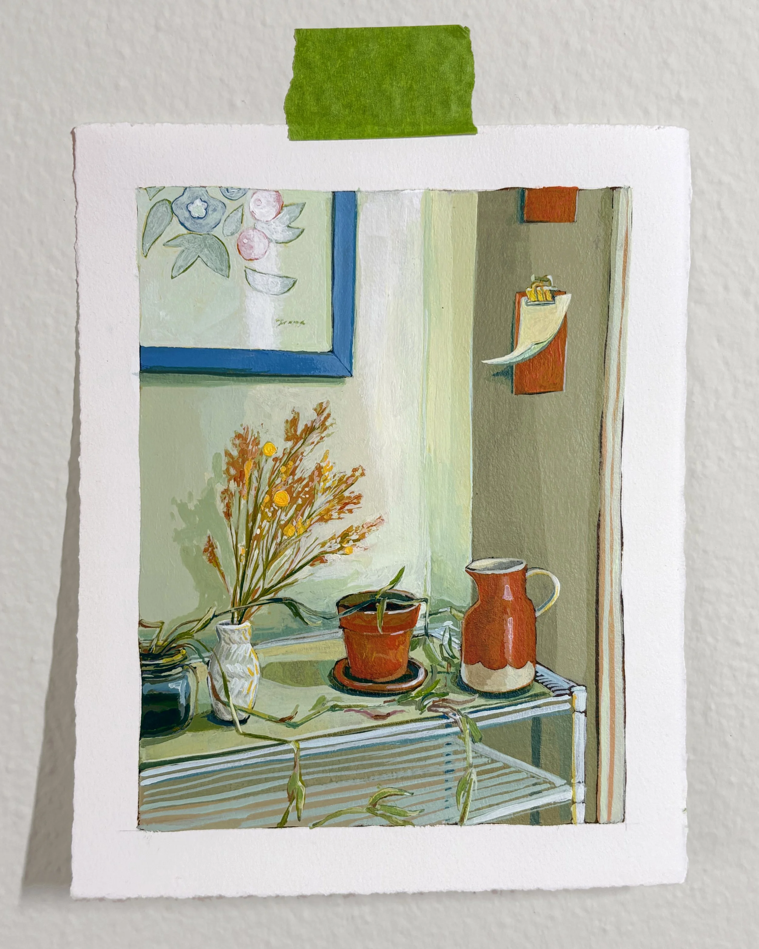 Apartment Study (Kitchen), 2025. Acrylic on paper.