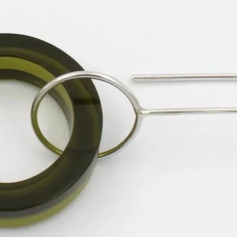 Earrings EAS  Olive Green Round