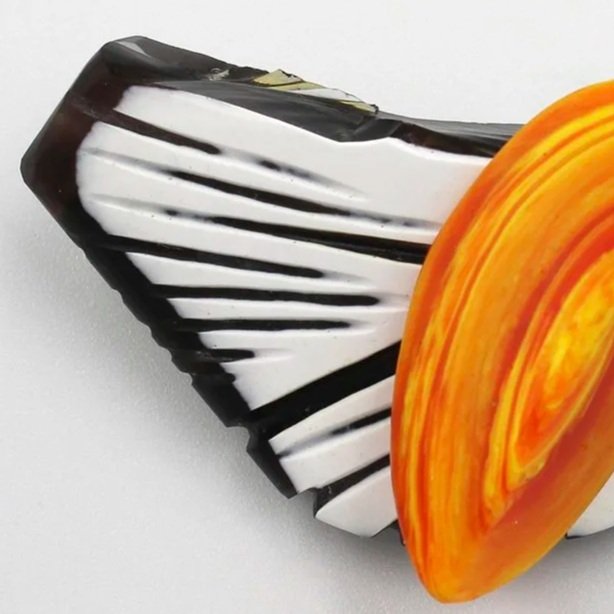 Brooch 038 Blown Glass Orange / Black