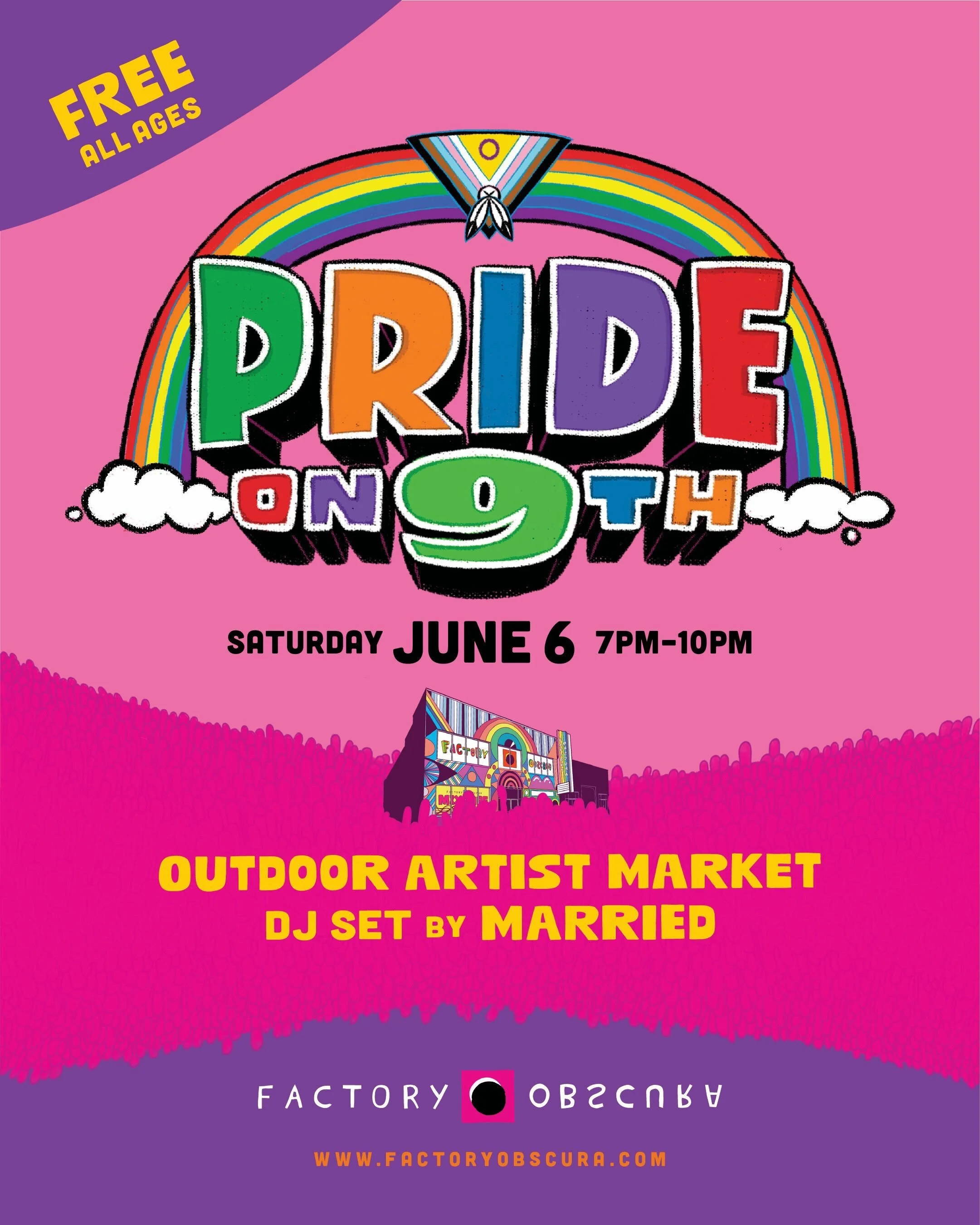 I&rsquo;ve very very excited to participate in my 3rd pride market with @factoryobscura this Saturday June 6th from 7-10pm! This event will have SO many cool queer local artists you need to meet! I also made some new pride themed stickers and prints 