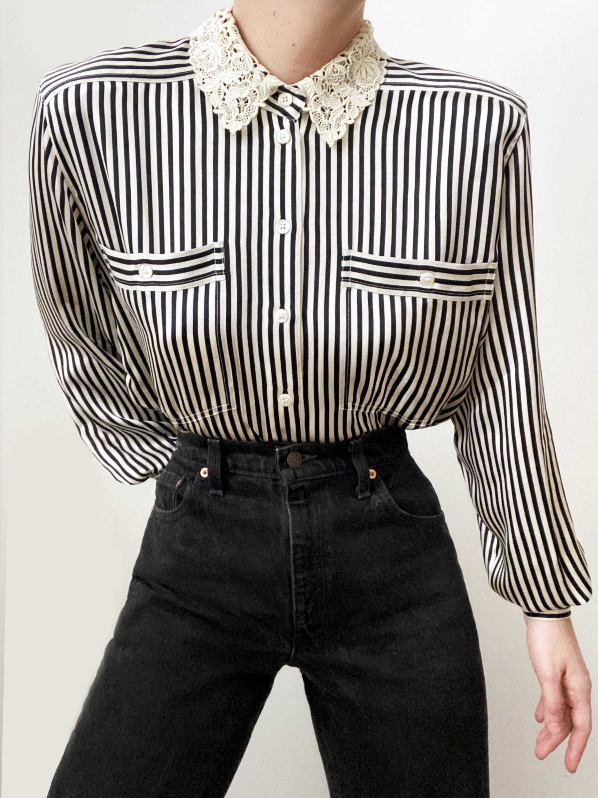 Perfect Vintage Escada Silk &amp; Lace Blouse