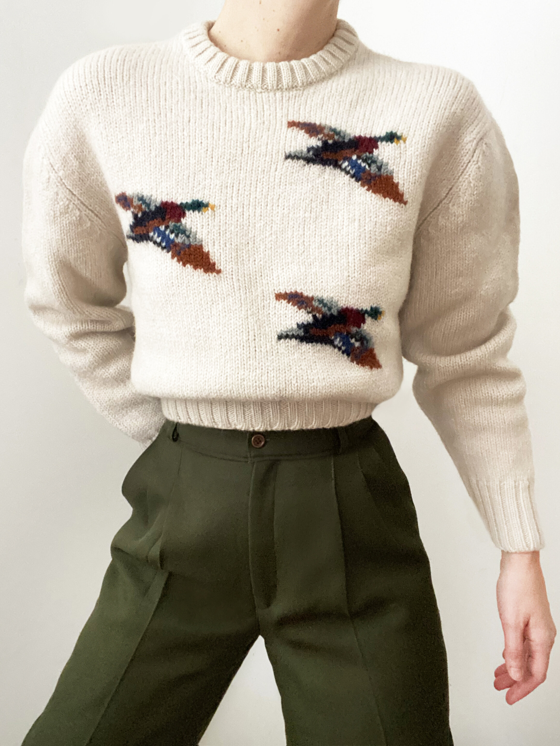 Cozy Cream Wool Mallard Duck (And Dog) Sweater