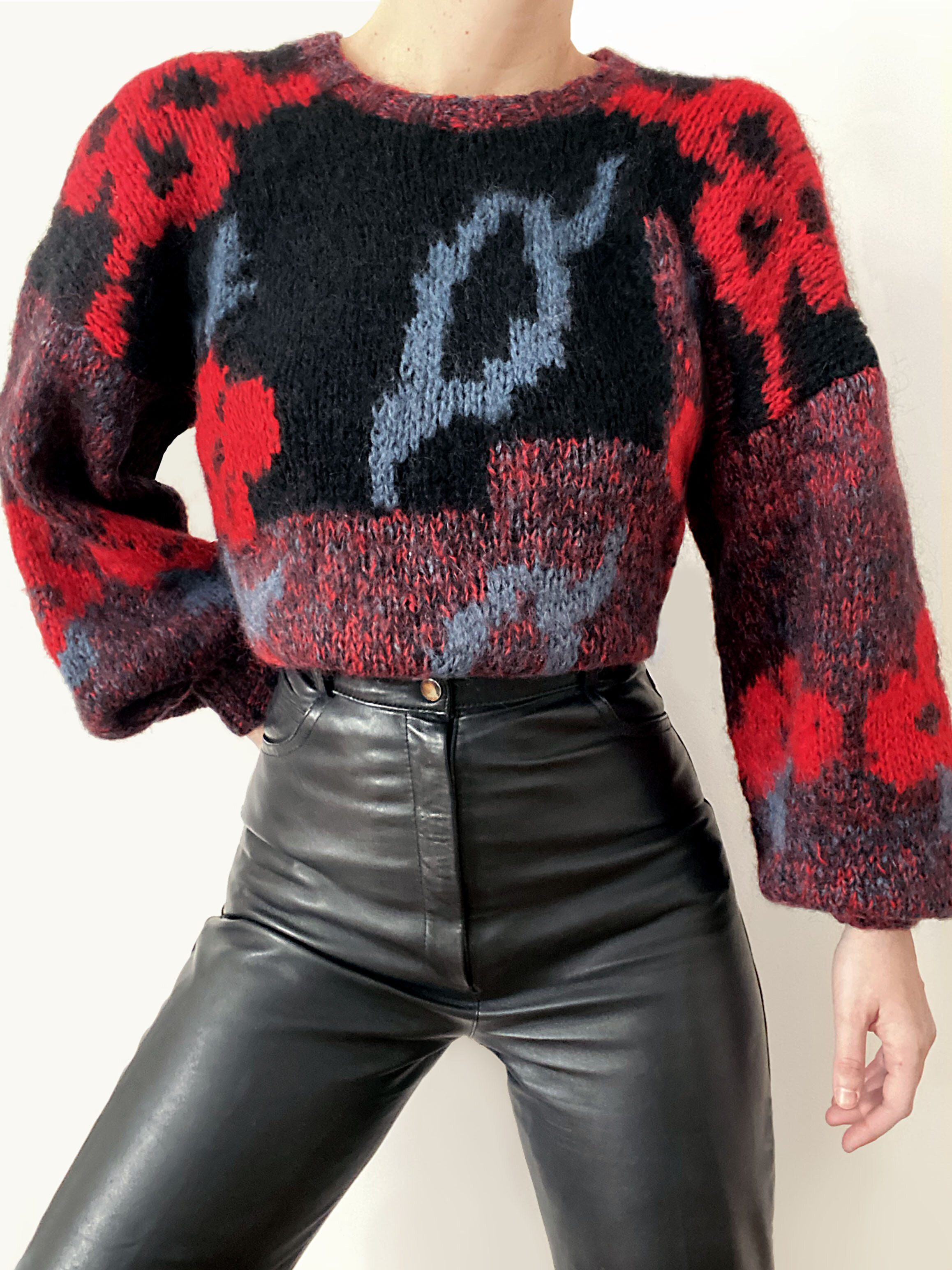 Fuzzy And Bold Abstract Mohair Sweater