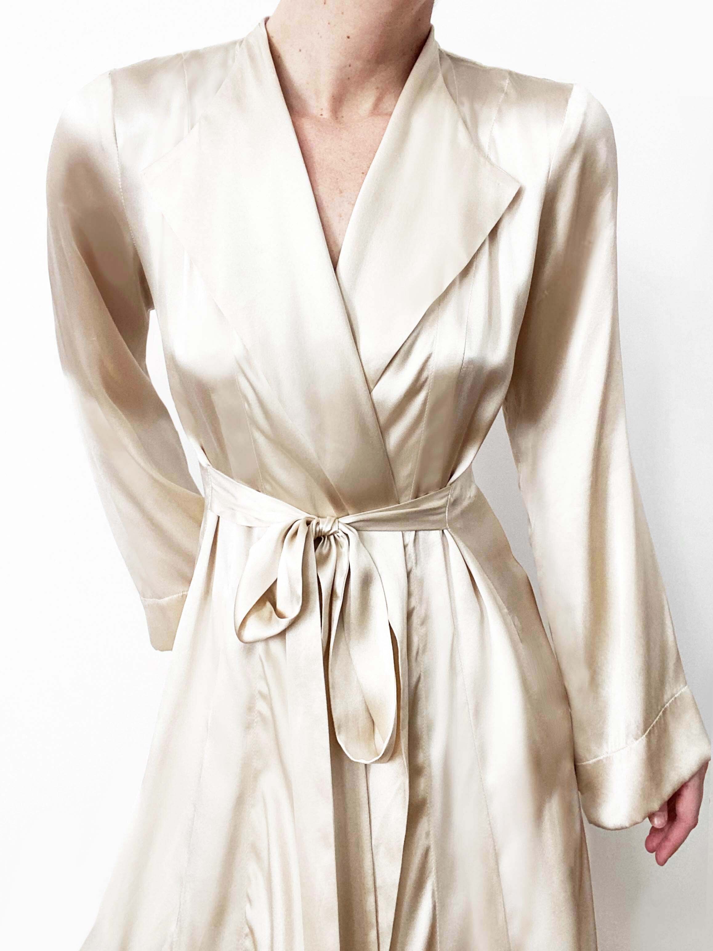 Stunning Floor Length Ivory Silk Robe 