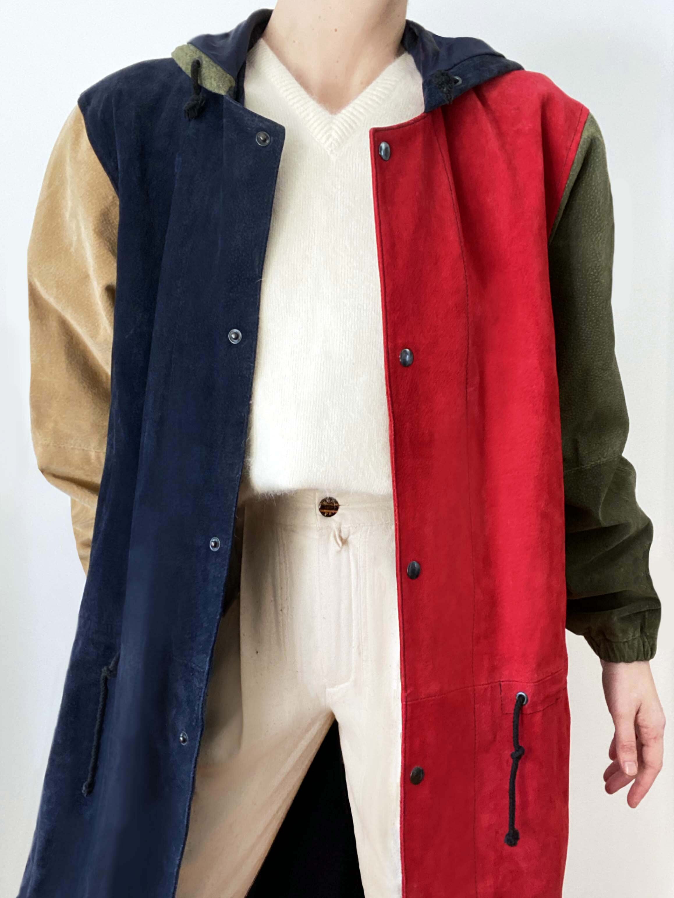 Absolutely Stunning Color-Block Suede Button Down Coat