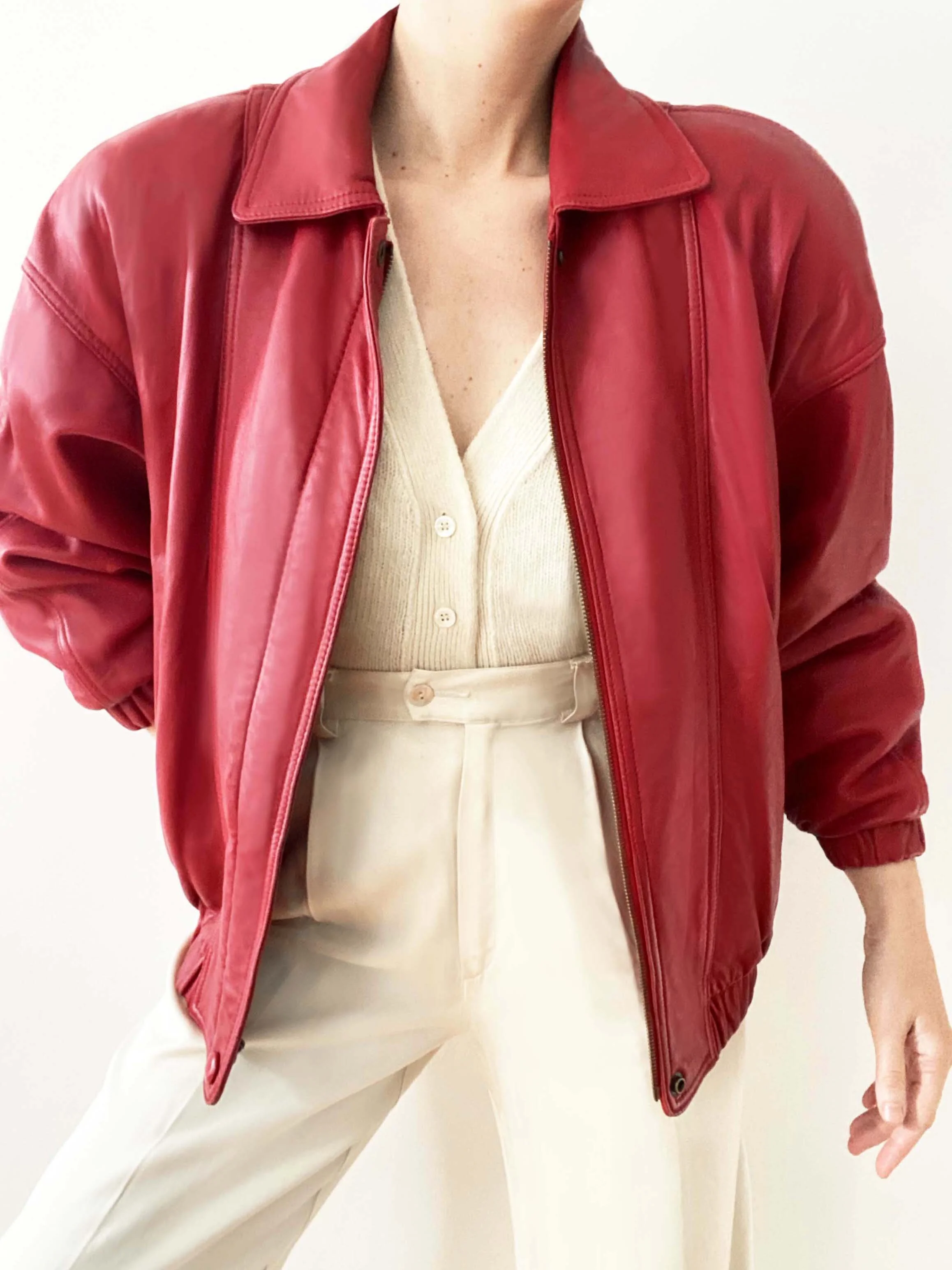 Gorgeous Vintage Nordstrom Soft Minimal Red Leather Jacket