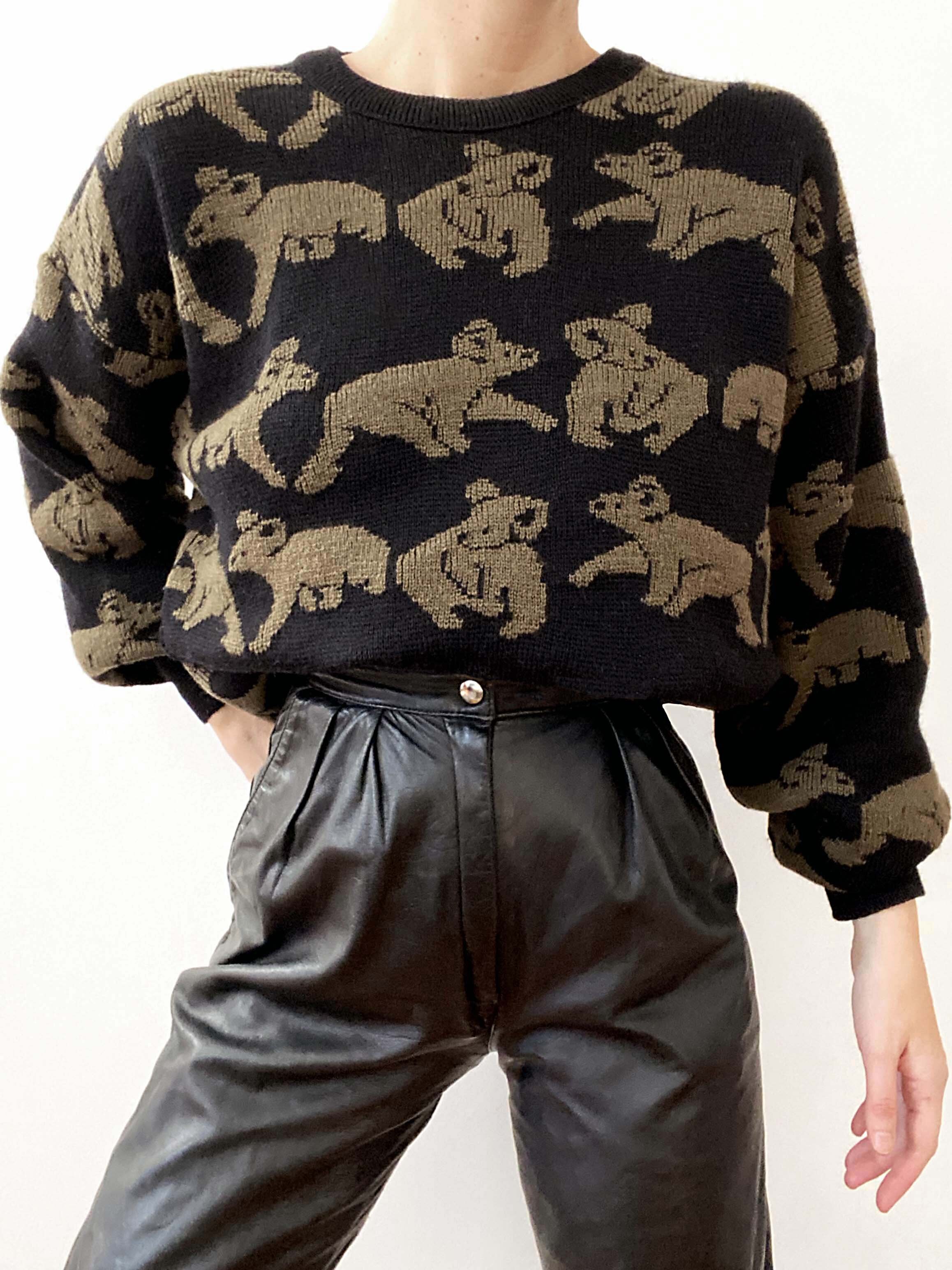 Favorite Black And Tan Pure Wool Koala Sweater