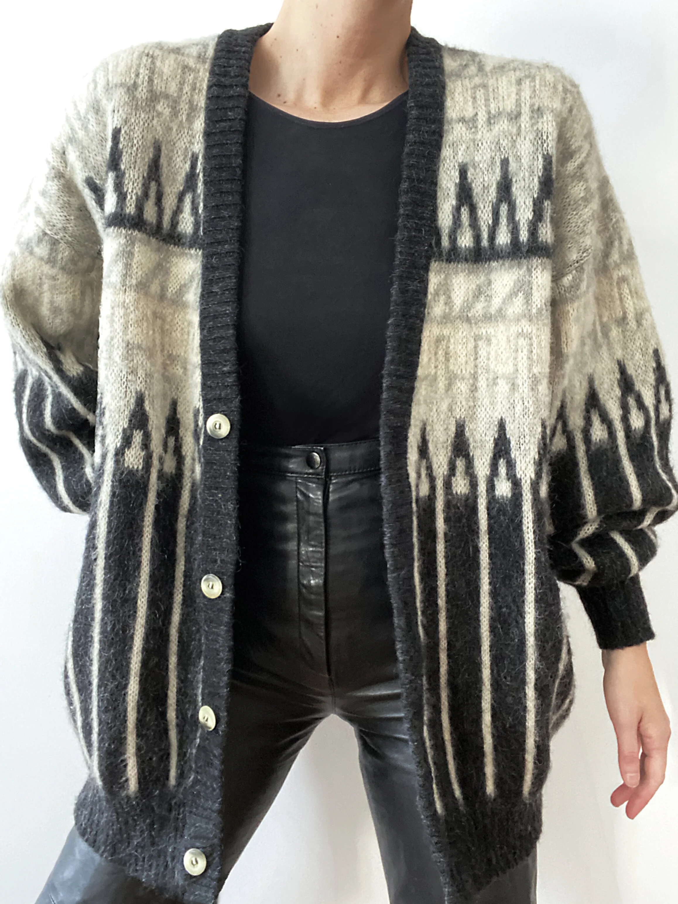 Absolutely Stunning Vintage Icelandic Wool Statement Cardigan