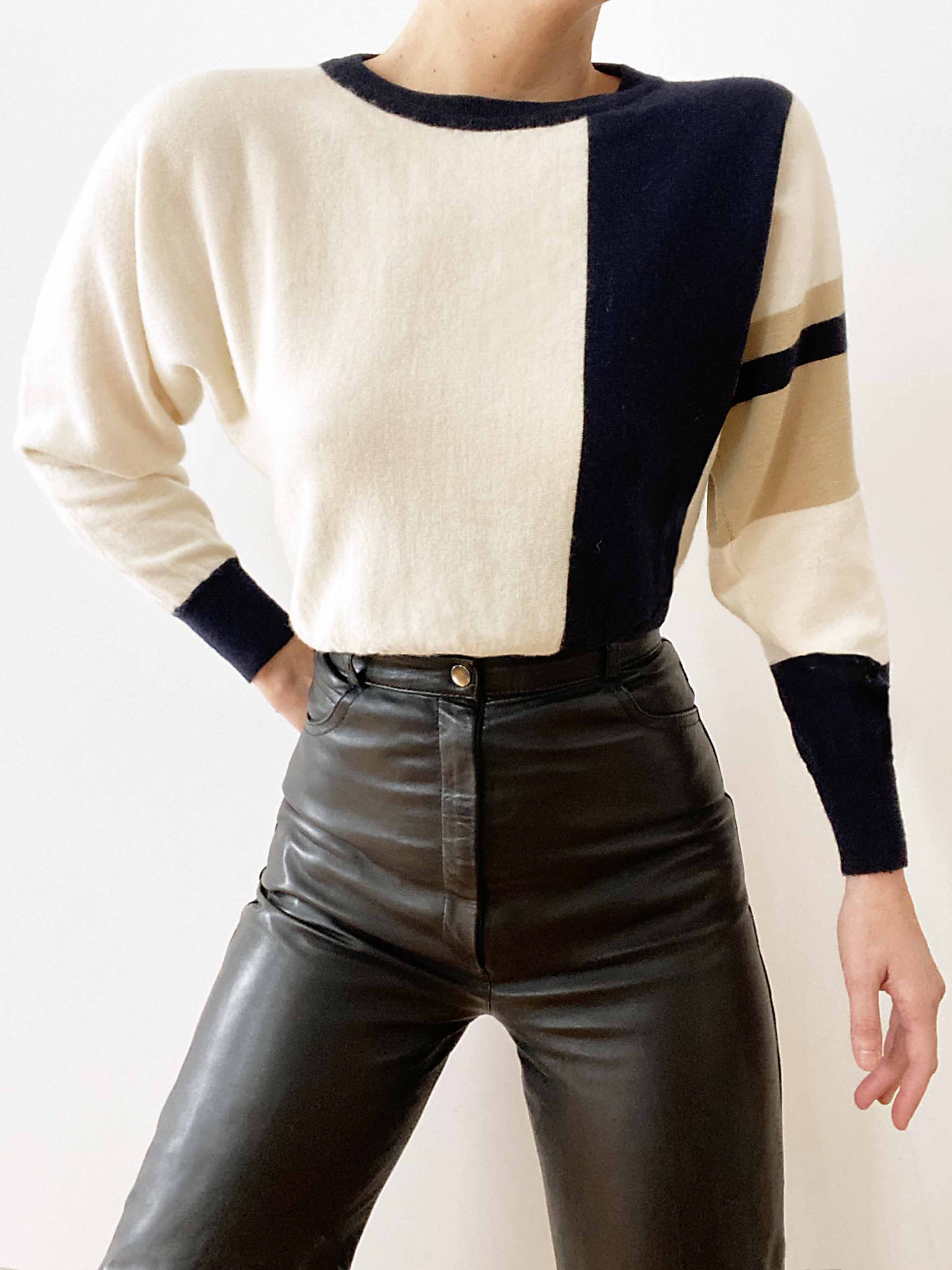 Christian Dior Dolman Sleeve Geometric Merino Wool Sweater