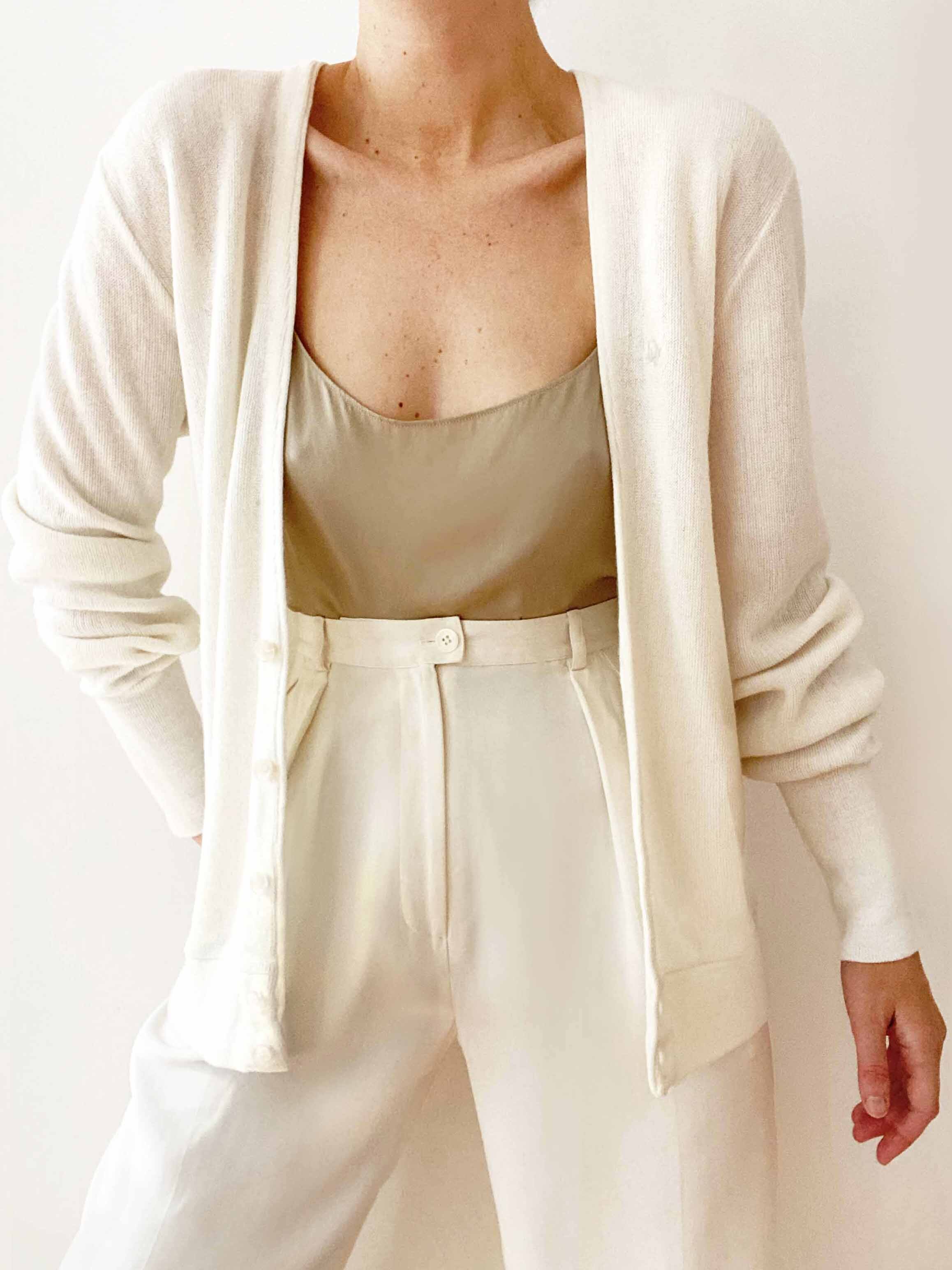 Christian Dior Ivory Button Down Cardigan