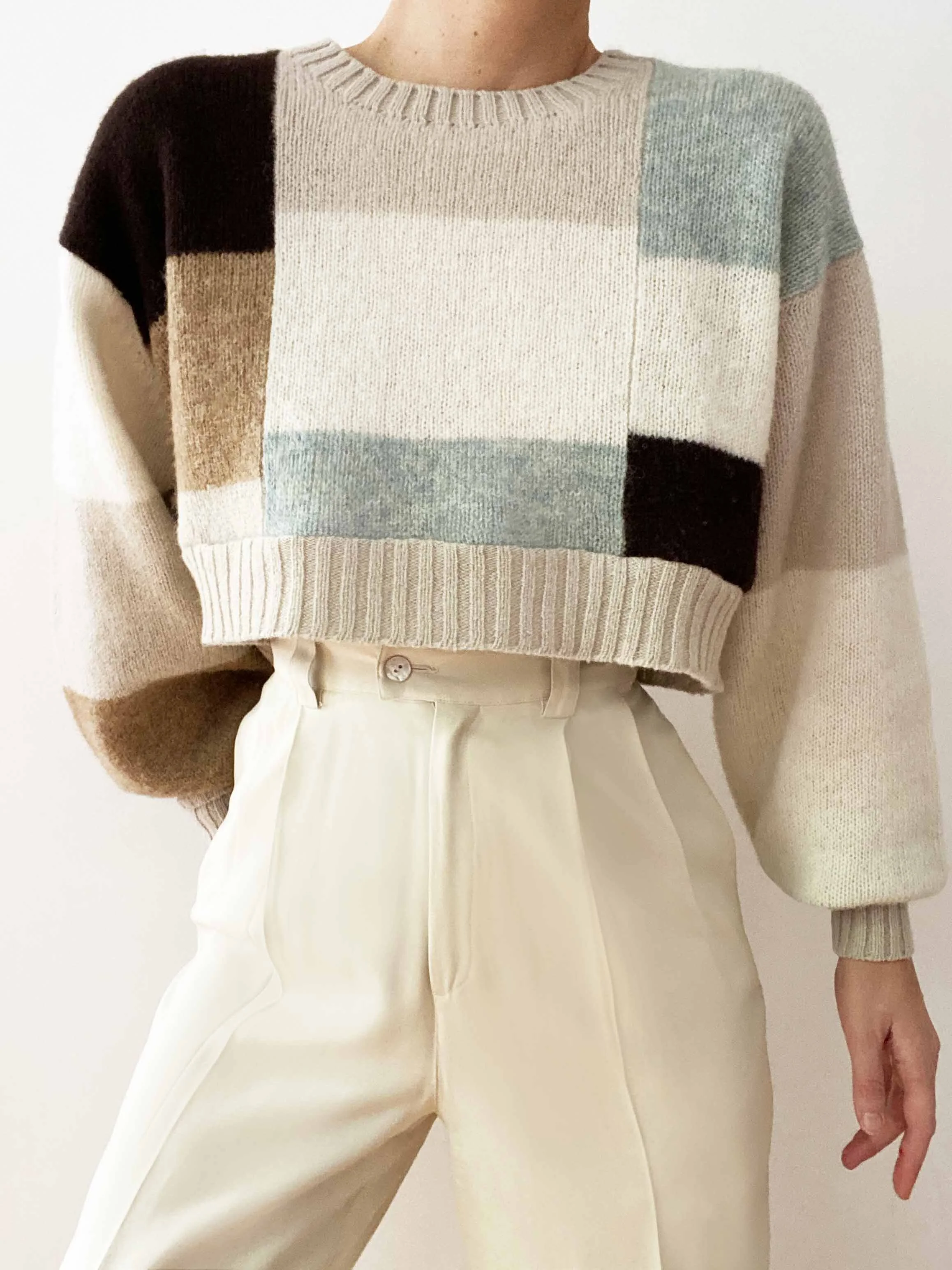 Incredible Lambswool Patchwork Color-Block Pullover Sweater