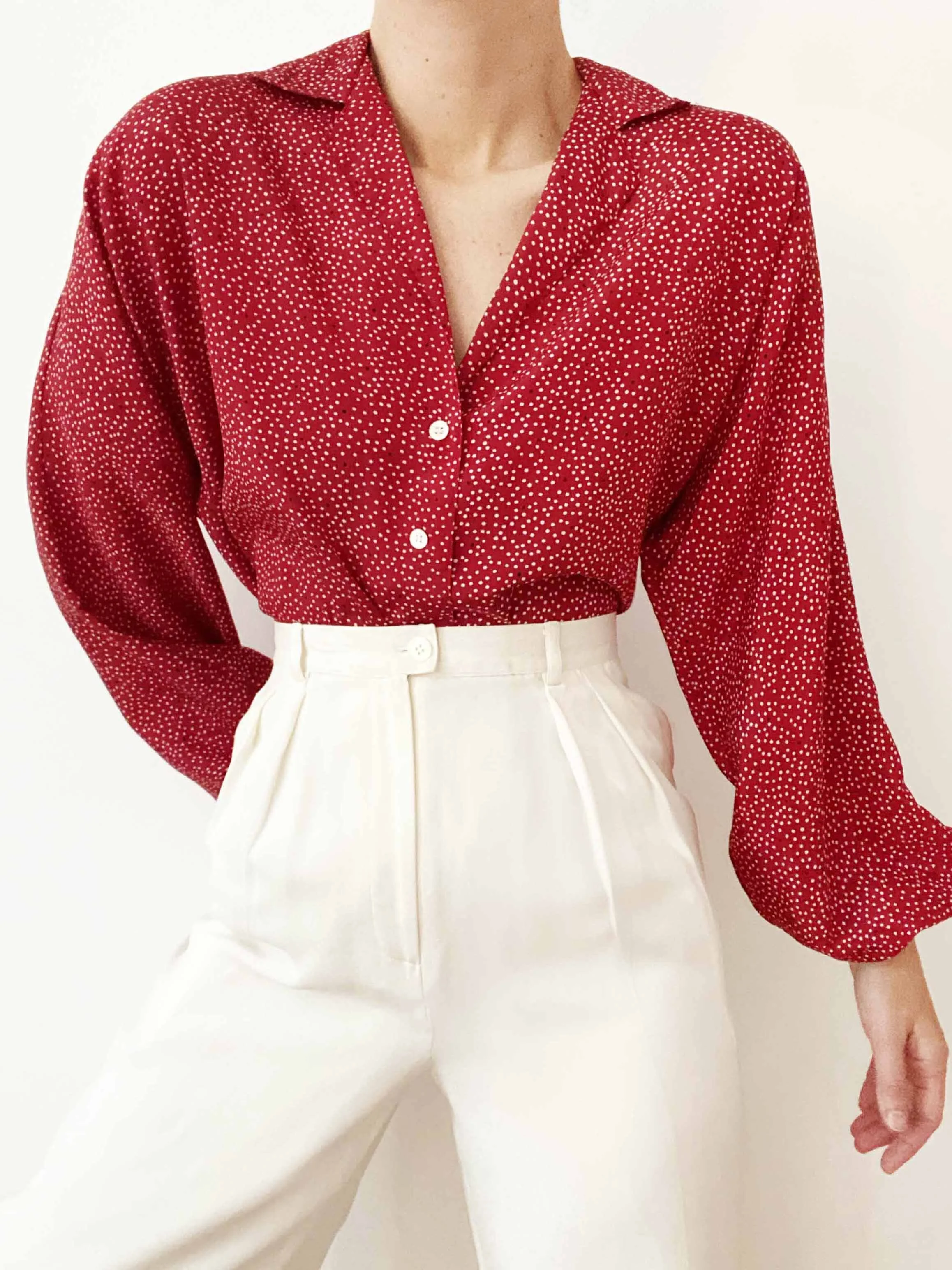 Stunning Vintage Christian Dior Polka Dot Blouse