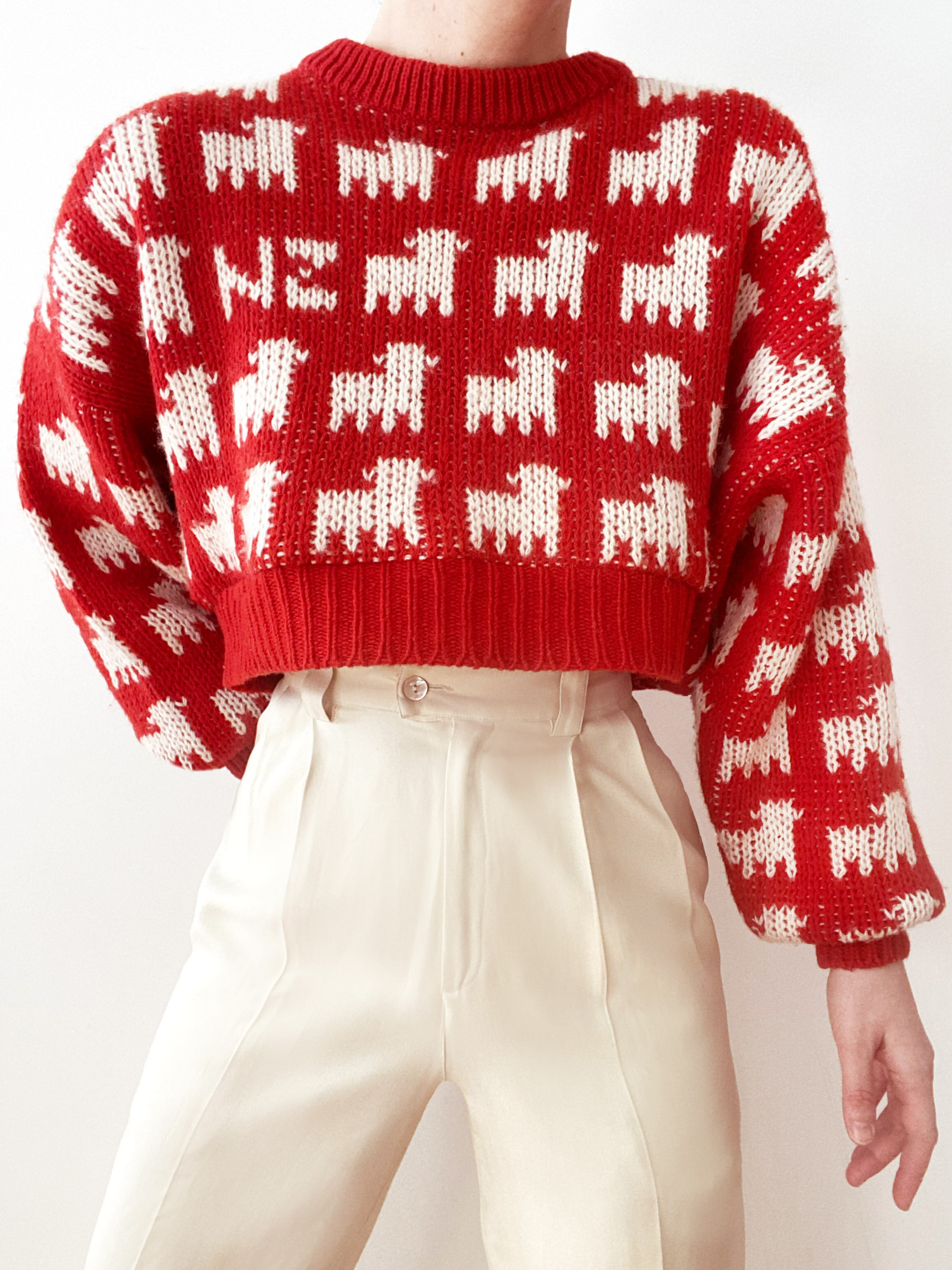 Amazing Hand-Knit Pure New Zealand Wool Sheep Sweater