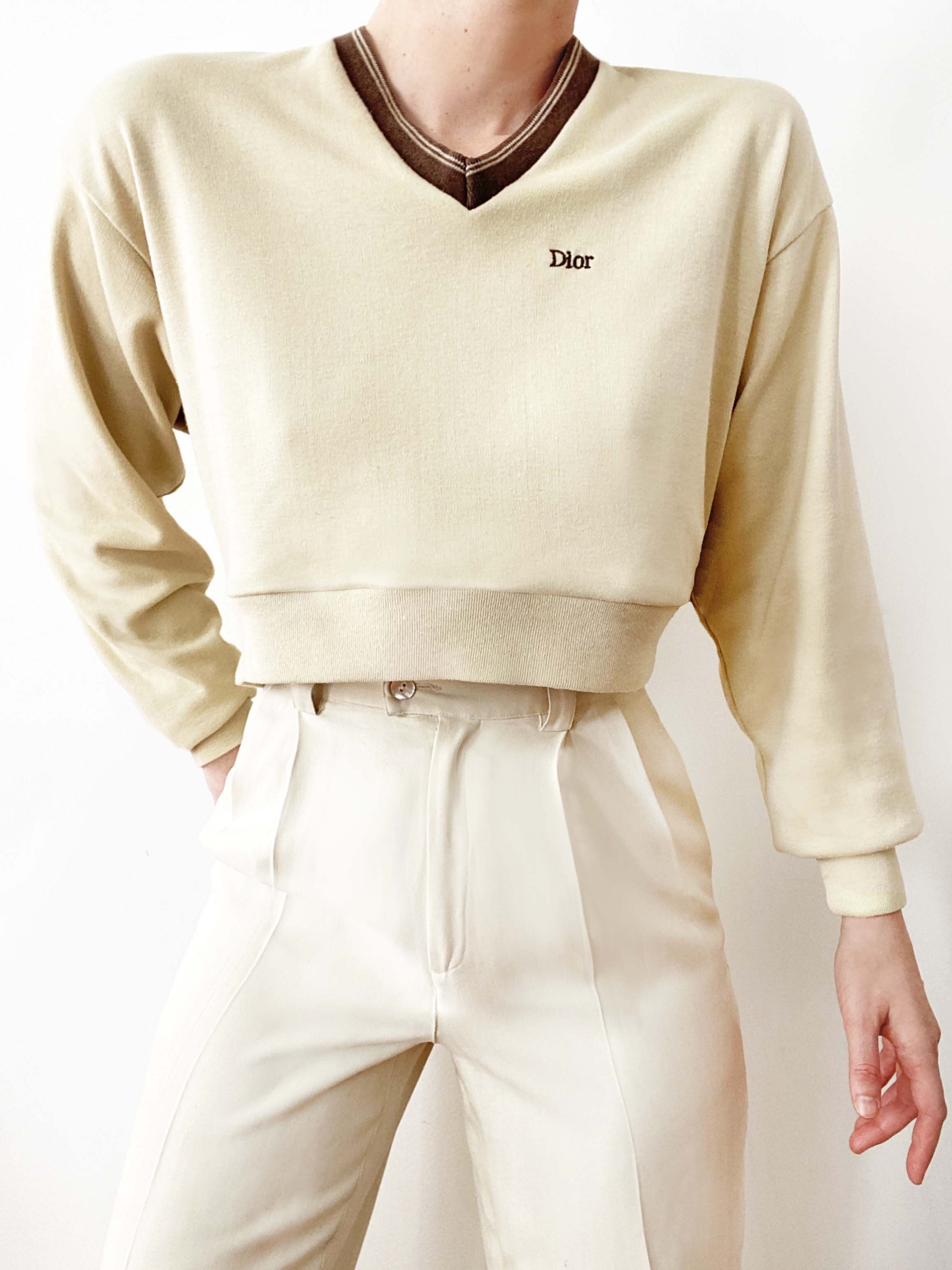 Dreamspun By Christian Dior Cropped Ivory Pullover