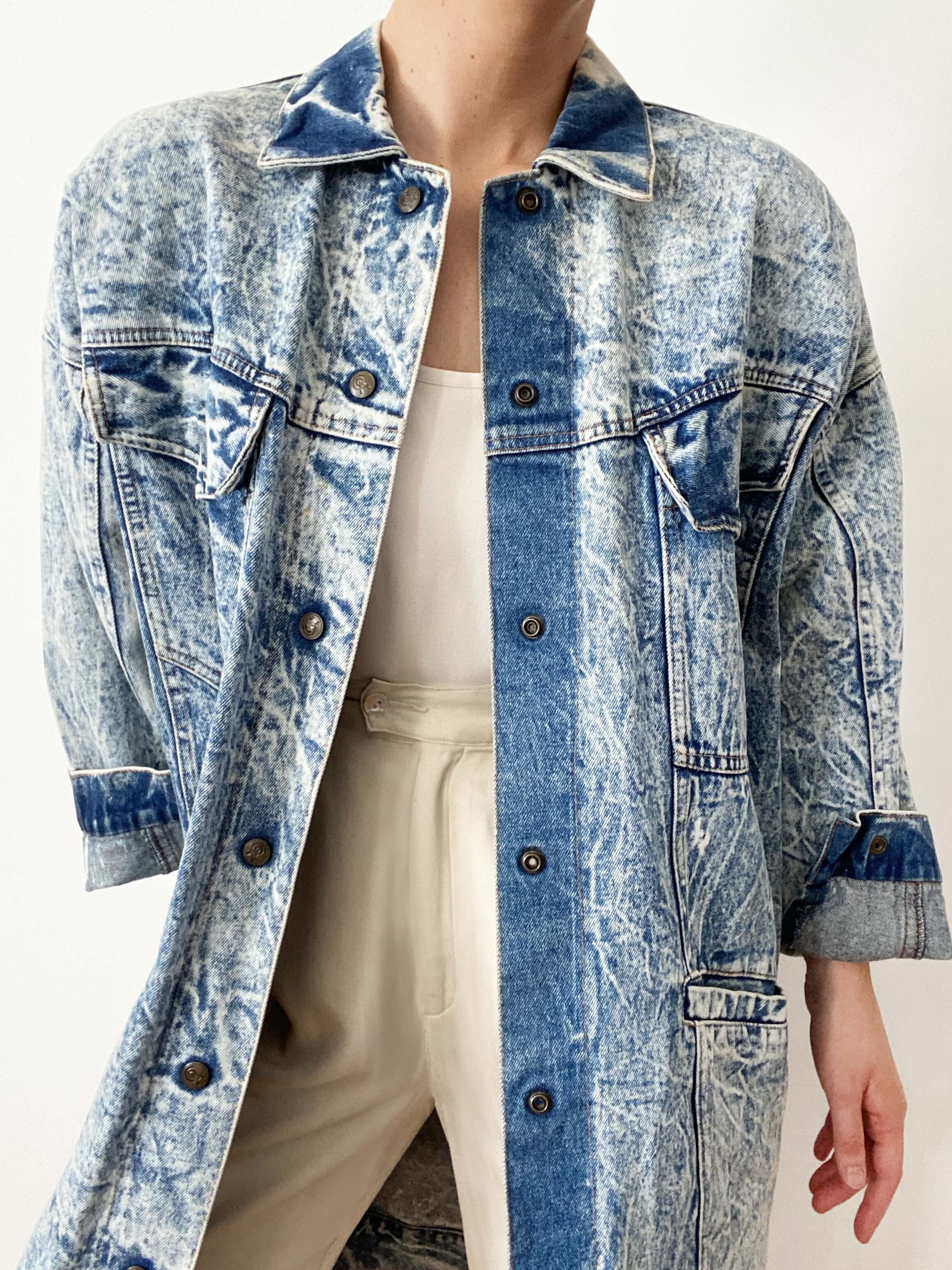 Incredible Multi-Tone Bleach-Wash Denim Statement Duster 