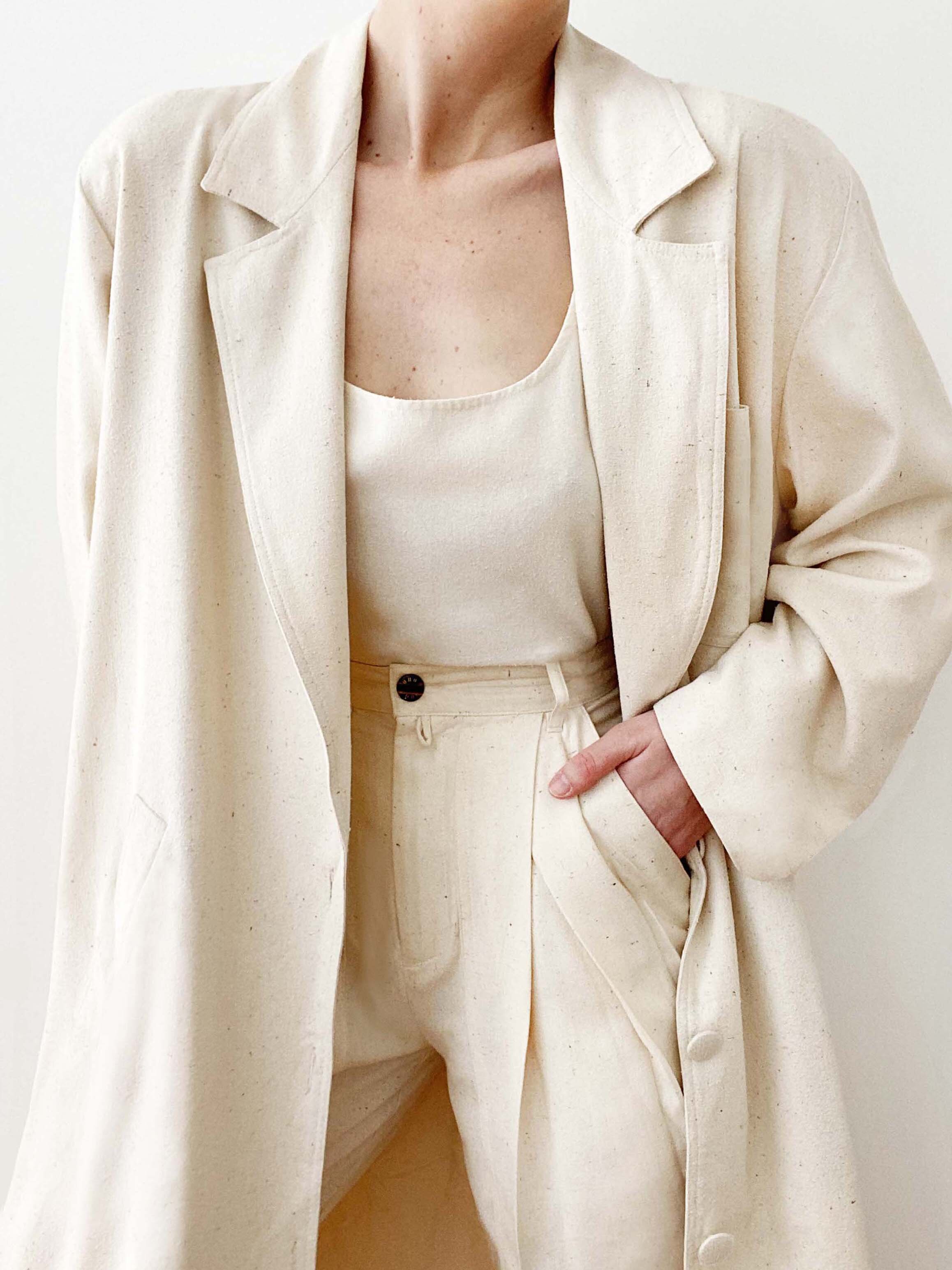 Stunning Ivory Pure Raw Silk Spring Trench