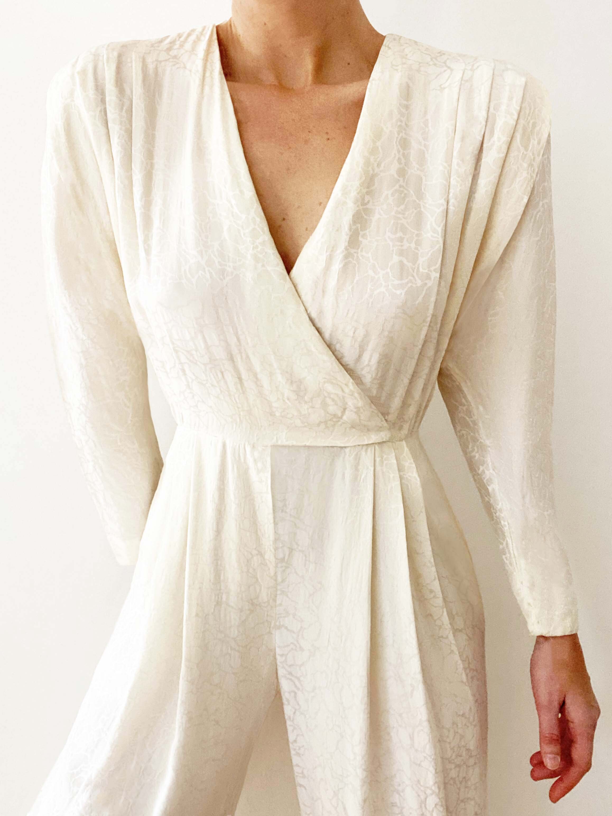 Stunning Ivory Pure Silk One-Piece Jumpsuit