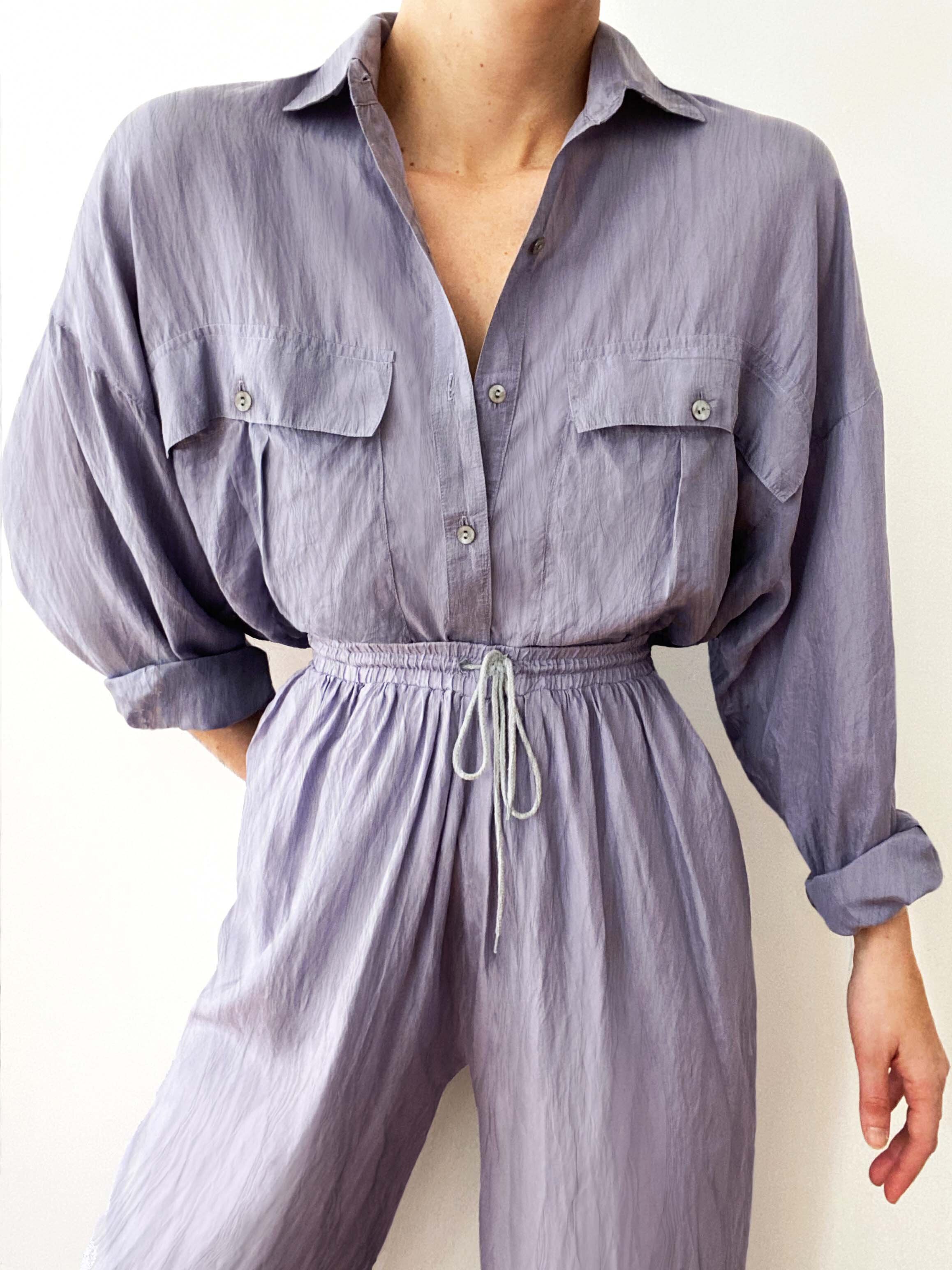 Stunning Matching Crinkle-Silk Two-Piece Summer Set 