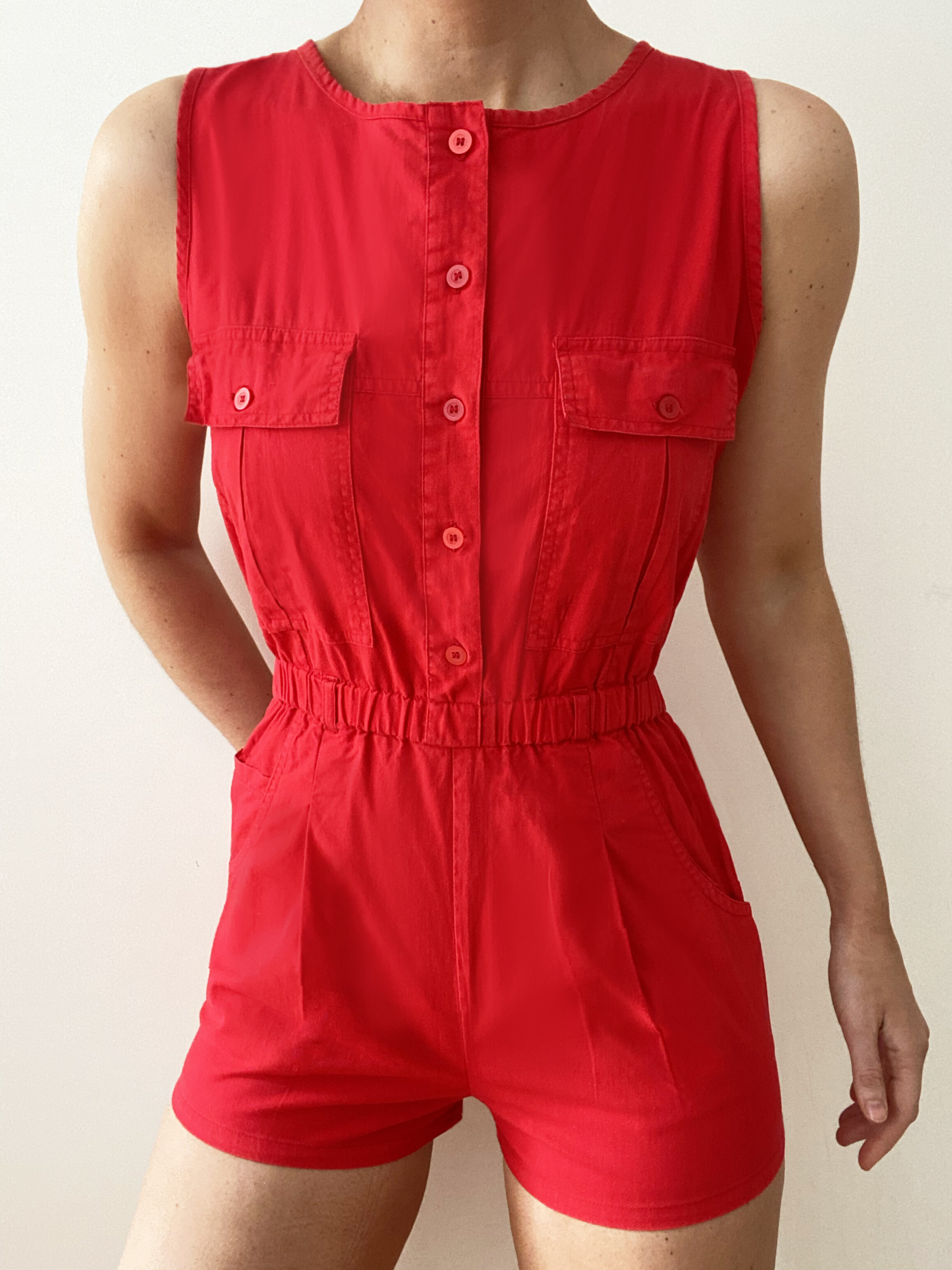 Stunning Cherry Red Vintage Summer Playsuit