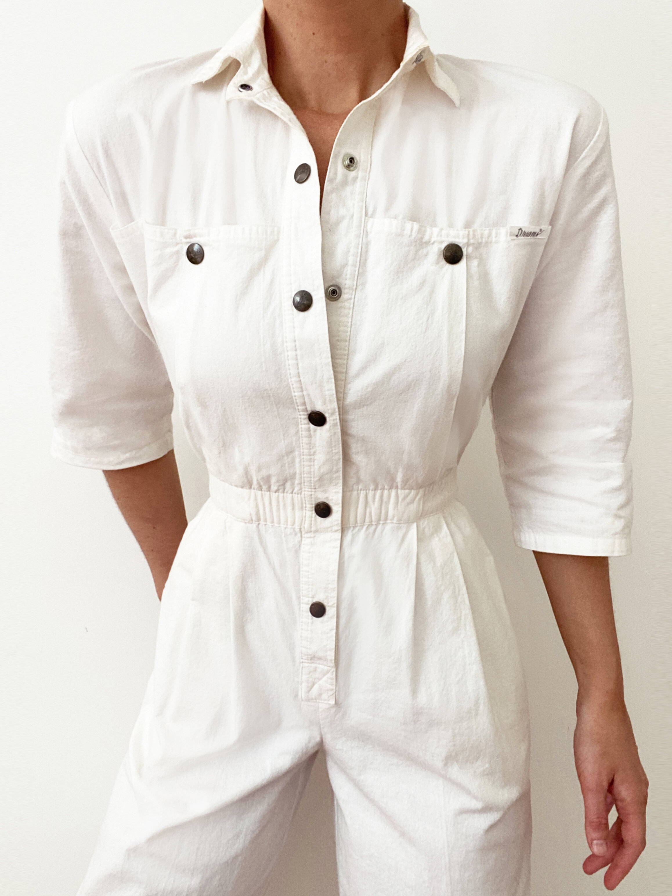 Beautiful Crisp White Cotton Dreams Vintage Coverall
