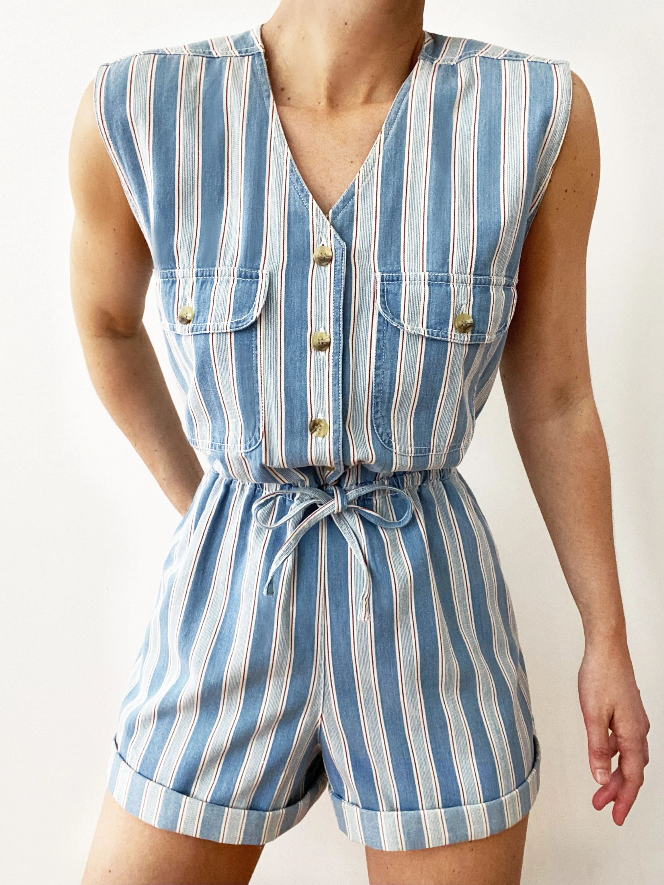 Gorgeous Chambray Tie-Waist Playsuit 