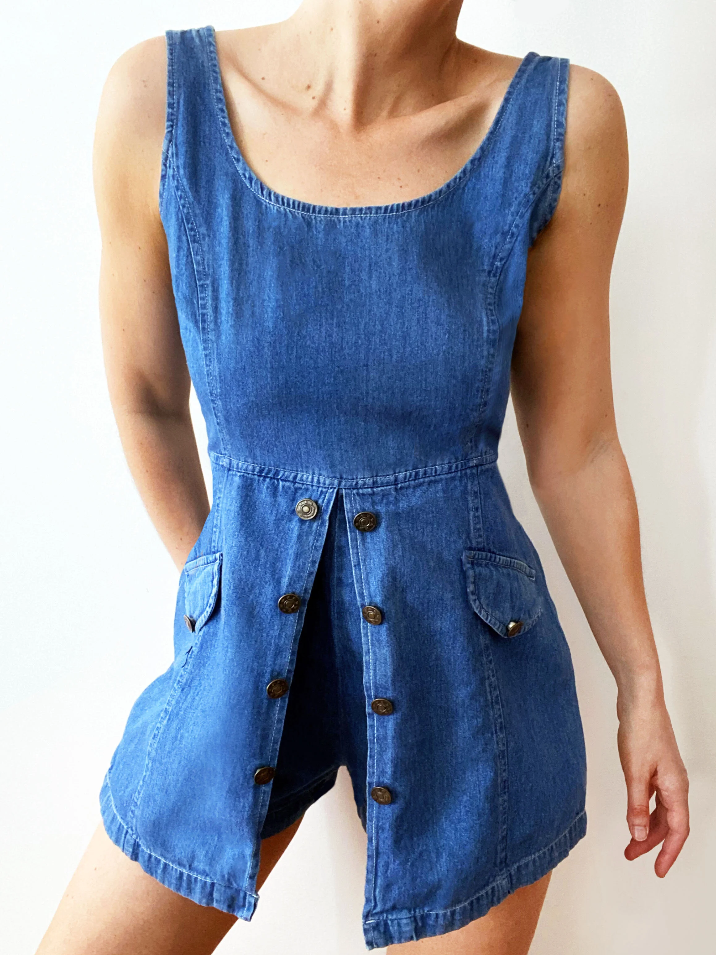 Adorable Vintage Denim Skort Romper 