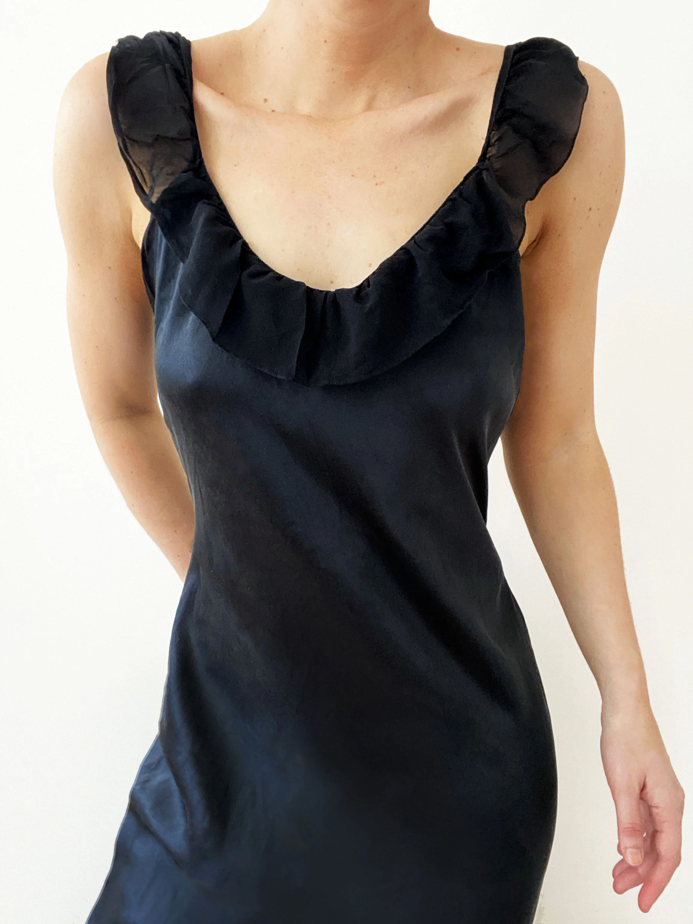 Stunning Noir Silk Slip Dress 