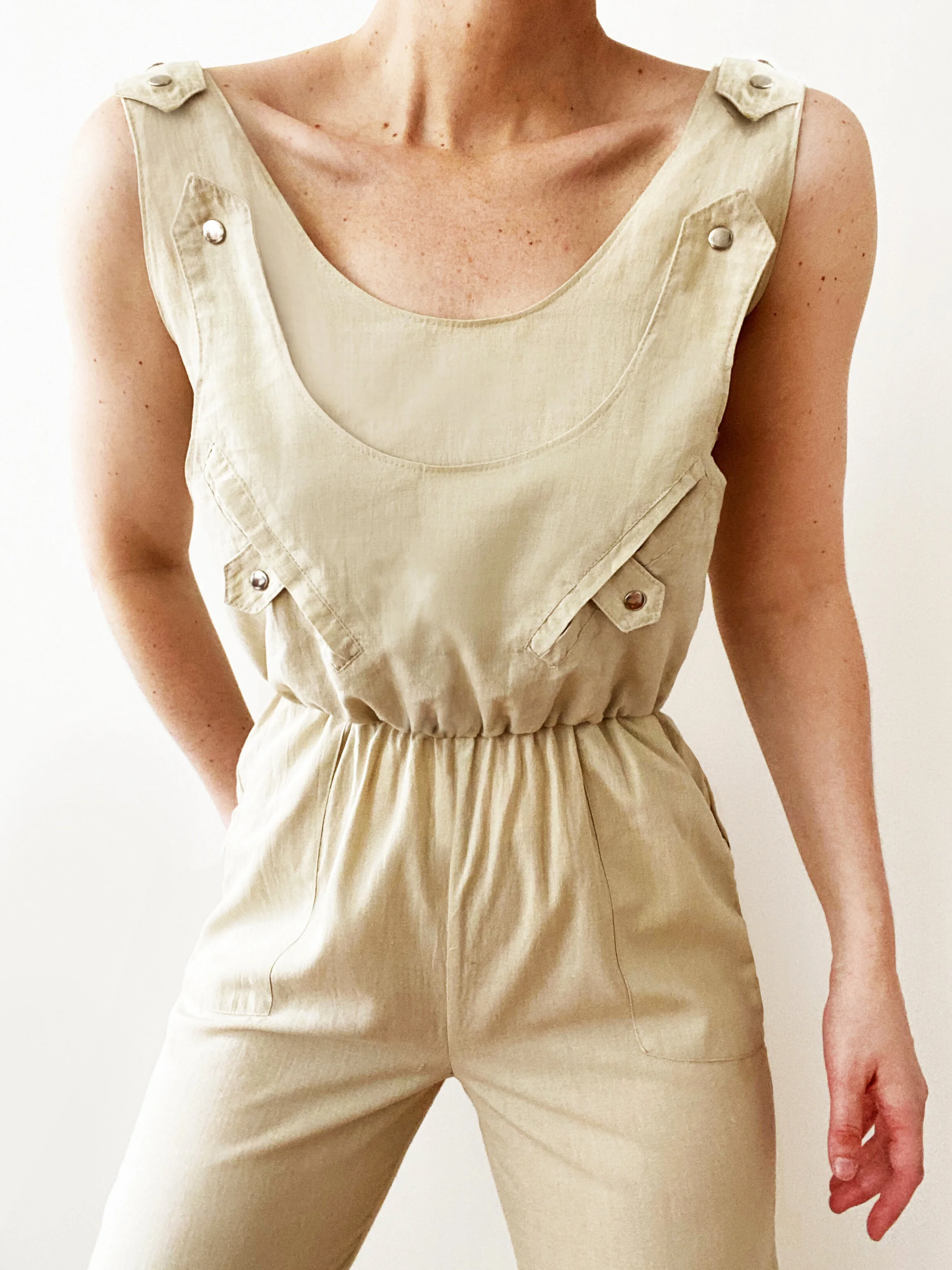 Beautiful Vintage Oatmeal Coverall Jumpsuit