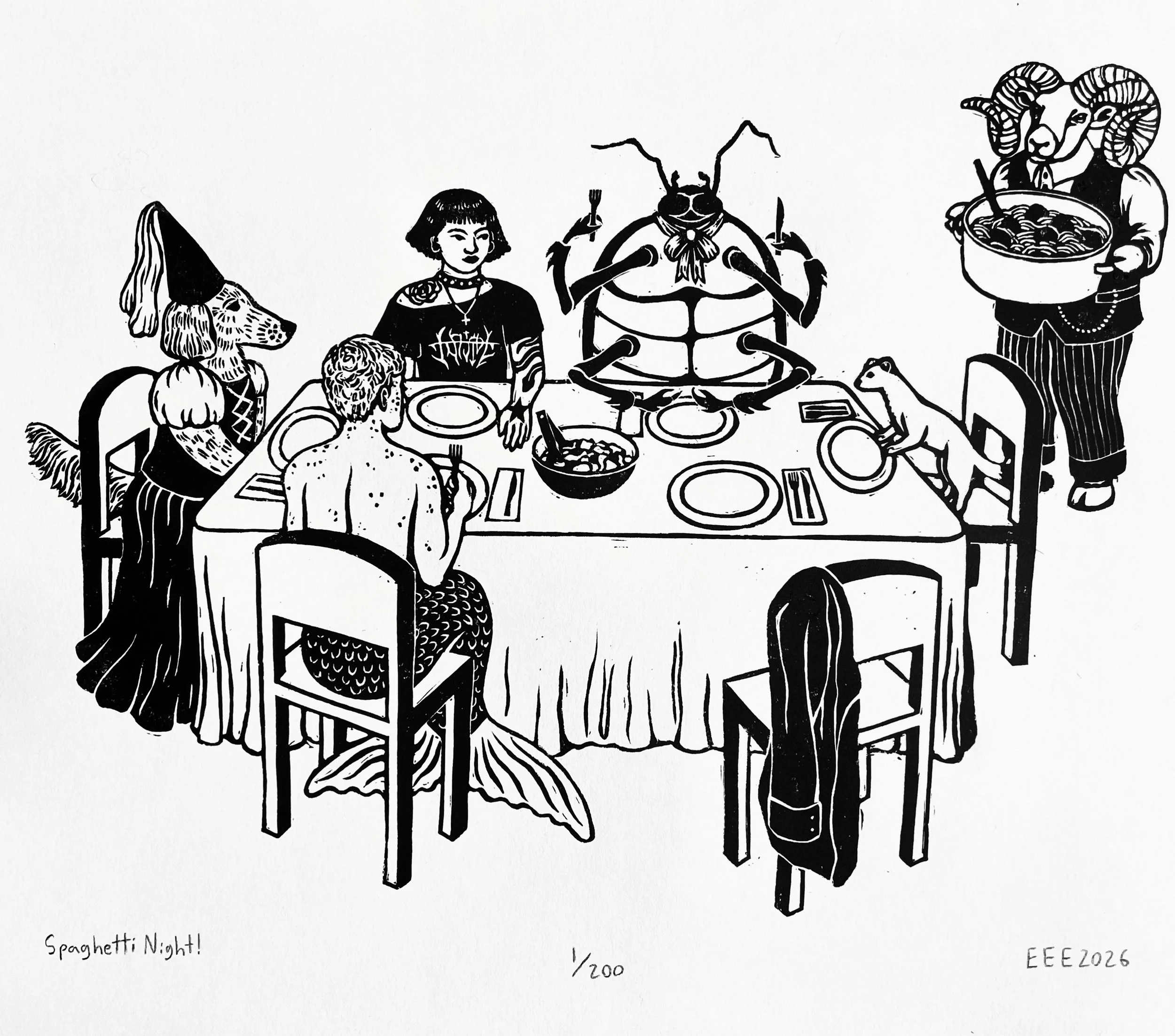 Spaghetti Night! - 11x14" - $30