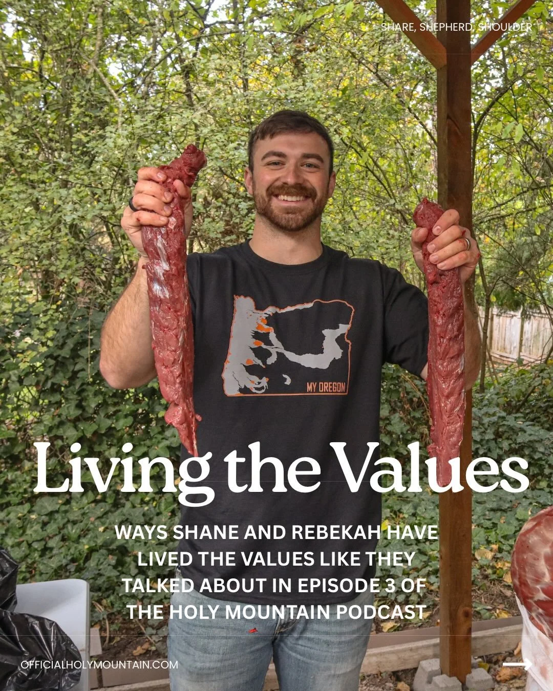 In Episode 3 we talked about the Values behind Holy Mountain: Share, Shepherd, Shoulder. 🏔️

We talked about what this has looked like throughout Holy Mountain&rsquo;s existence, one way being through Merch like the My Oregon tee where the proceeds 