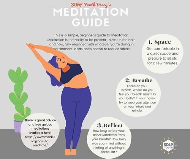 Check out the Meditation Guide from SDLP Youth Derry&rsquo;s Positive Mental Health Pack! ‪#MentalHealthAwarenessWeek ‪Full pack can be found at https://drive.google.com/file/d/1RqVge_-oZS_E99iZe9pxbtm_-vDTEzP1/view‬ (Also in our bio)