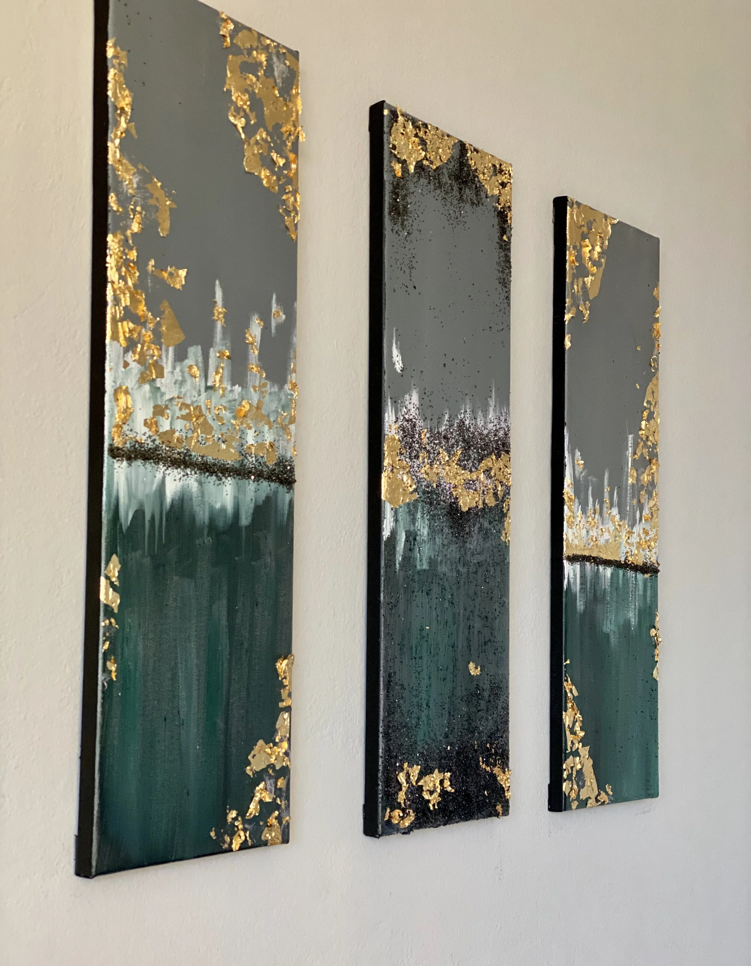 "Green Dream" - Acrylics & Gold Leafs on Canvas