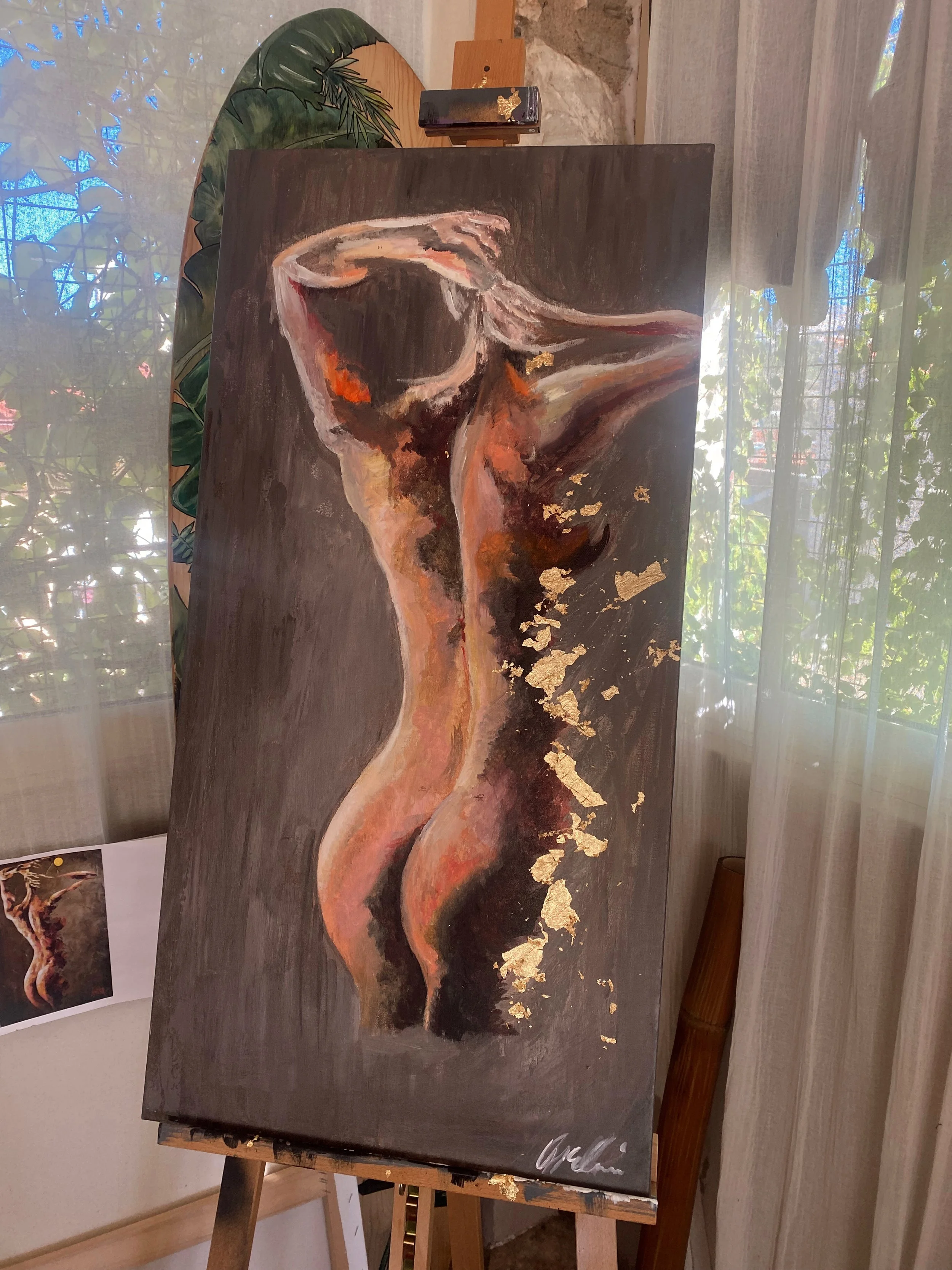 "The Body" - Acrylics & Gold Leaf on Canvas