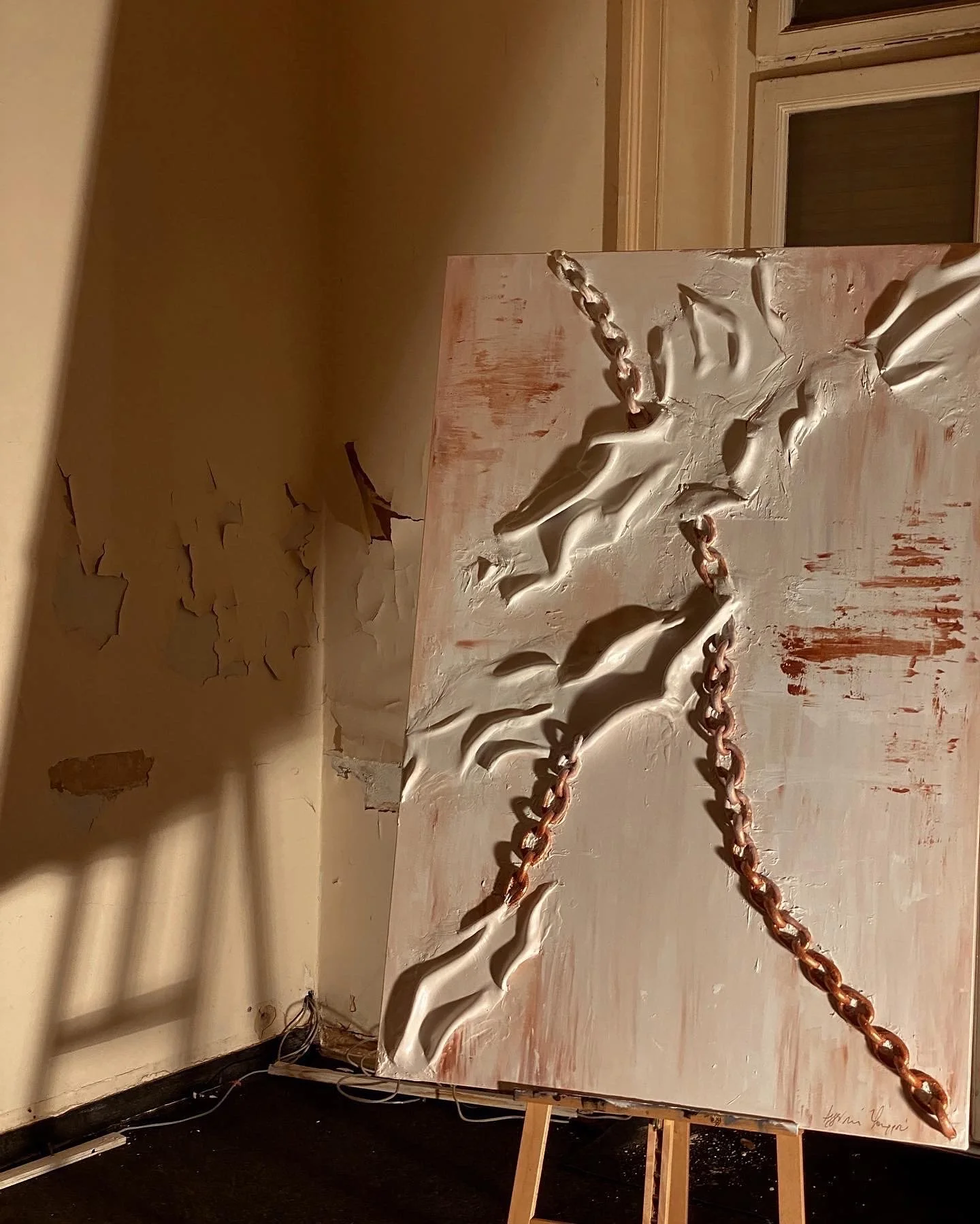 "Chains" - Acrylics & Clay on Canvas