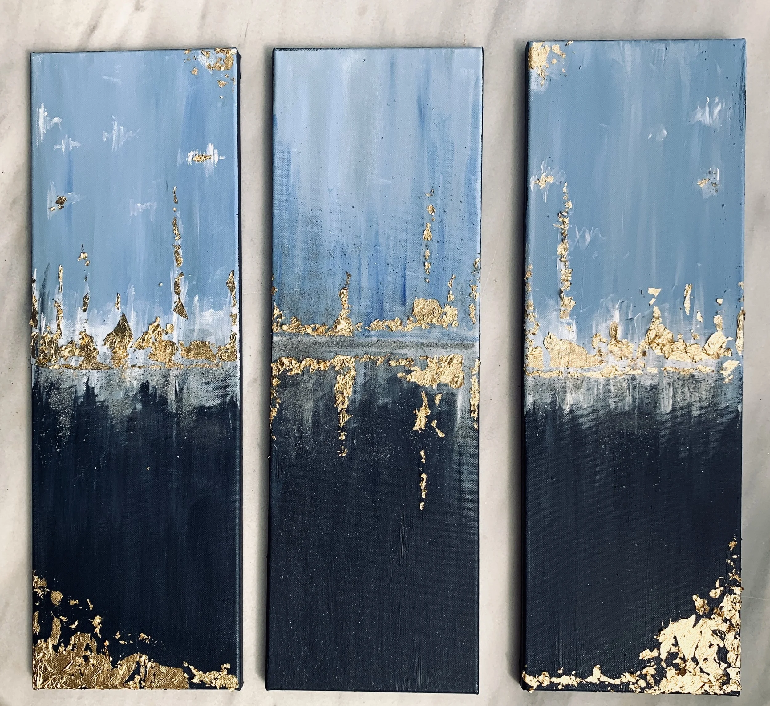 "Blue Dream"- Acrylics & Gold Leafs on Canvas